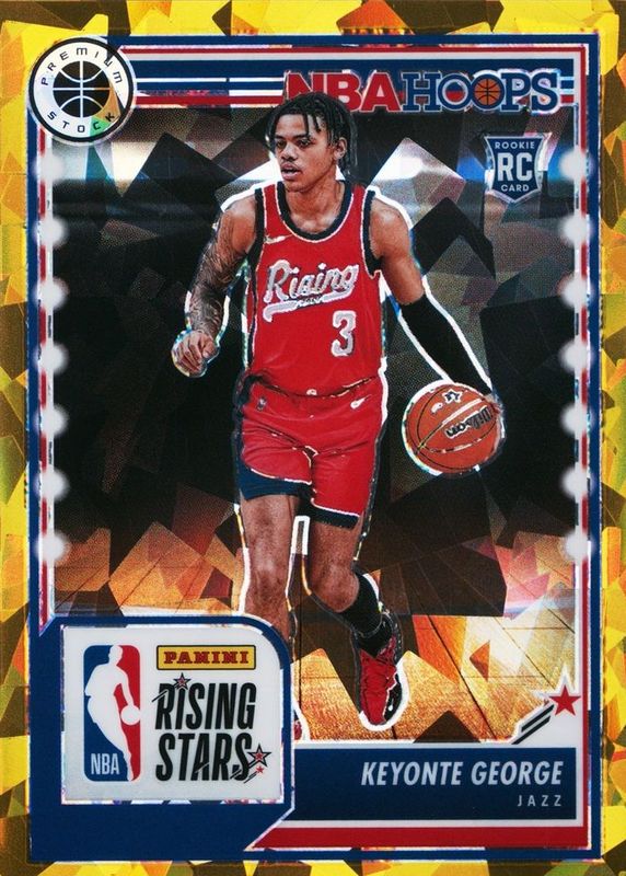 Keyonte George 2023 Hoops Premium Stock #283 Rising Stars - Gold Ice /10 Rookie RAW