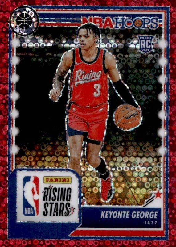 Keyonte George 2023 Hoops Premium Stock #283 Rising Stars - Red Disco /149 Rookie RAW