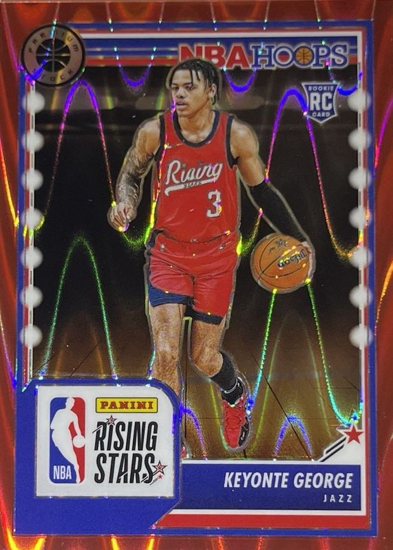 Keyonte George 2023 Hoops Premium Stock #283 Rising Stars - Red Seismic /199 Rookie RAW