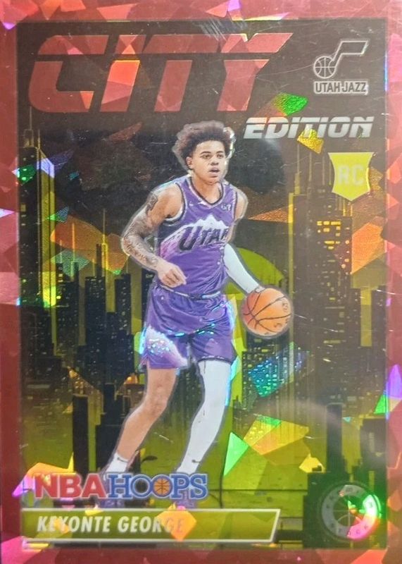 Keyonte George 2023 Hoops Premium Stock #16 City Edition - Red Ice /99 Rookie RAW