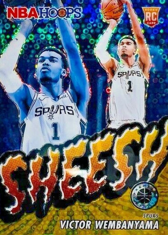Victor Wembanyama 2023 Hoops Premium Stock #12 Sheesh - Gold Disco /10 Rookie RAW