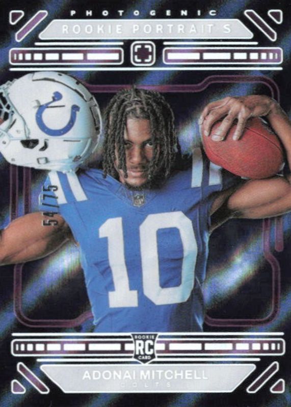 Adonai Mitchell 2024 Photogenic #164 Rookie Portraits - Purple /75 RAW