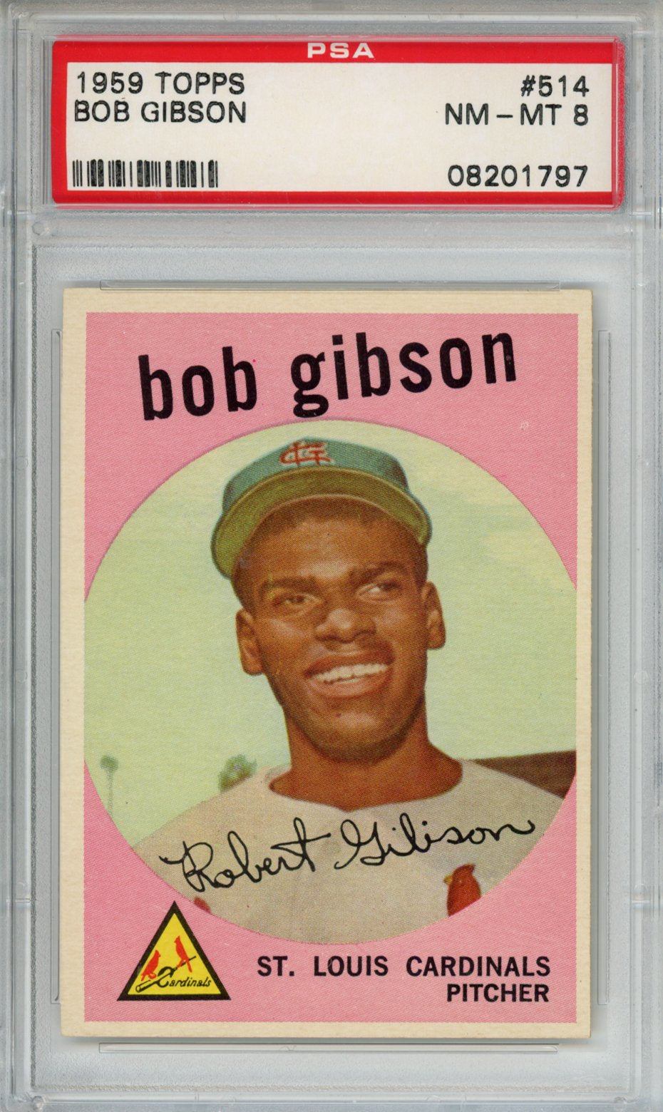 1959 TOPPS BOB GIBSON #514 PSA NM-MT 8