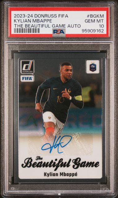 2023-24 PANINI DONRUSS FIFA THE BEAUTIFUL GAME AUTOGRAPHS KYLIAN MBAPPE #BGKM PSA GEM MT 10