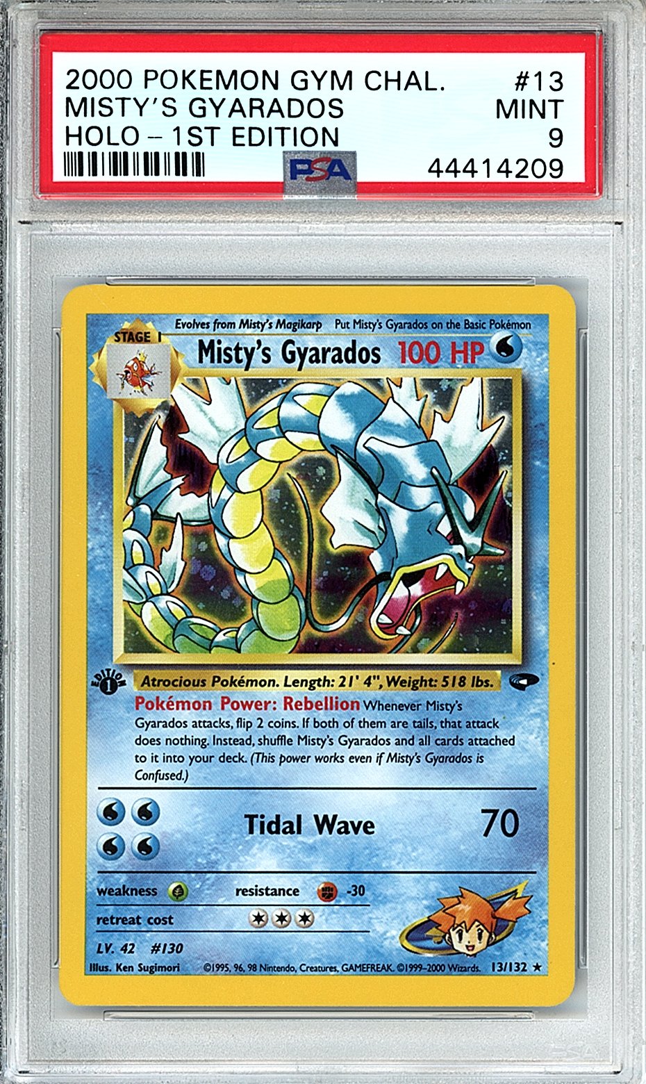 2000 POKEMON GYM CHALLENGE MISTY'S GYARADOS HOLO-1ST EDITION #13 PSA MINT 9