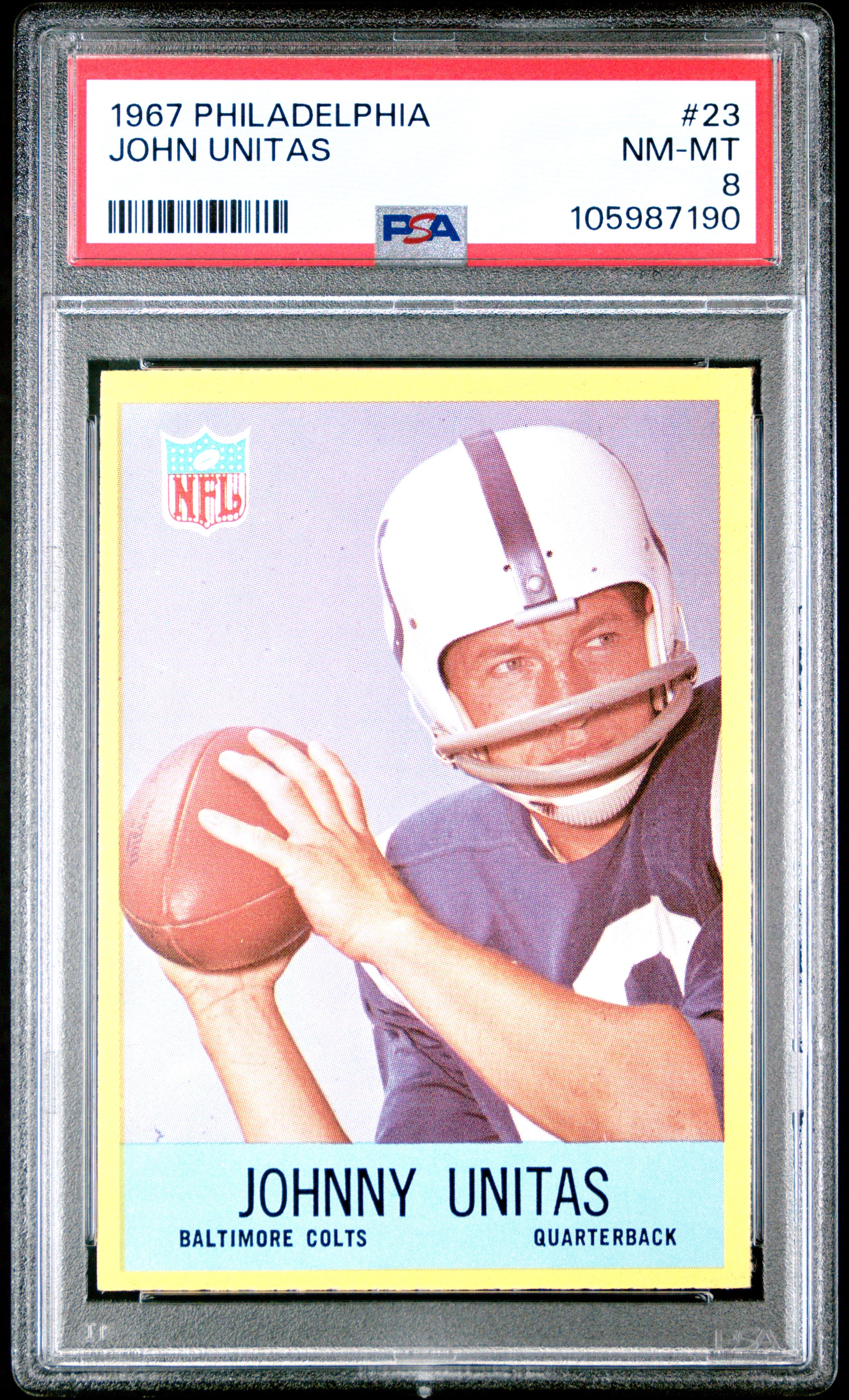 JOHN UNITAS | 1967 PHILADELPHIA 23 | PSA NM-MT 8