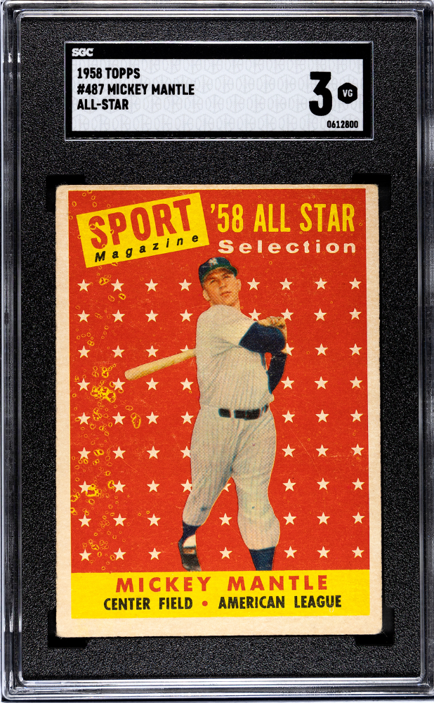 MICKEY MANTLE #487 1958 TOPPS ALL-STAR SGC 3 VG