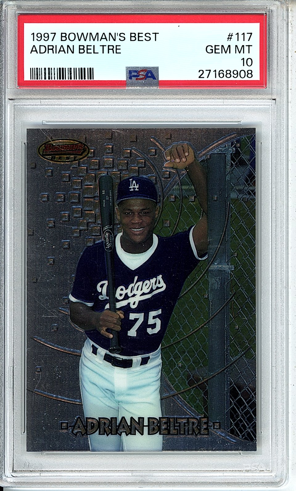 1997 BOWMAN'S BEST ADRIAN BELTRE #117 PSA GEM MT 10