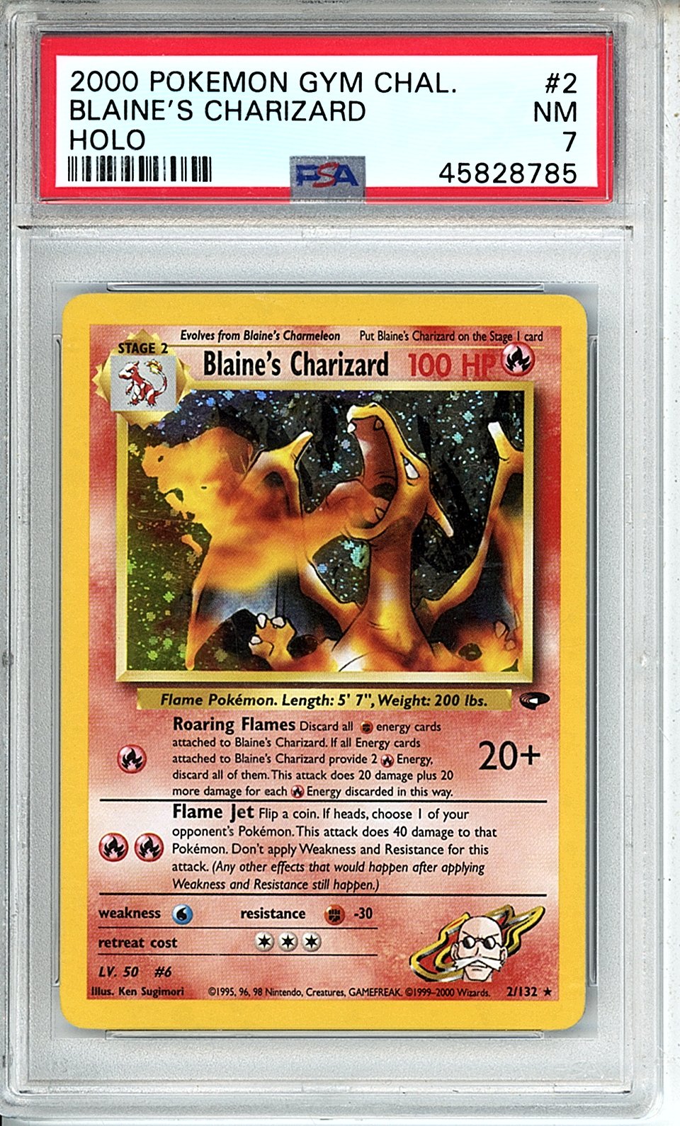 2000 POKEMON GYM CHALLENGE BLAINE'S CHARIZARD HOLO #2 PSA NM 7