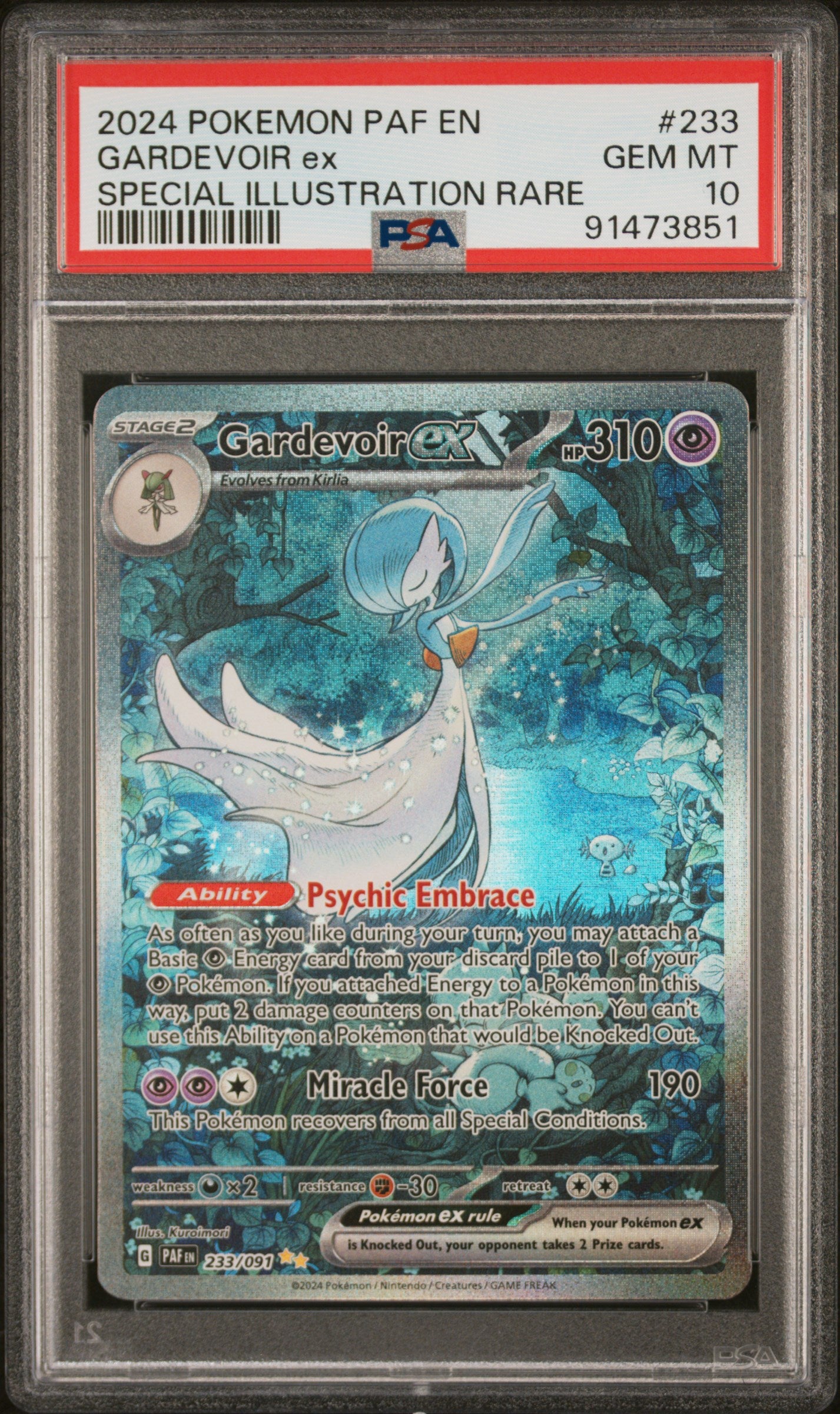 GARDEVOIR ex | 2024 POKEMON PAF EN-PALDEAN FATES 233 | SPECIAL ILLUSTRATION RARE | PSA GEM MT 10