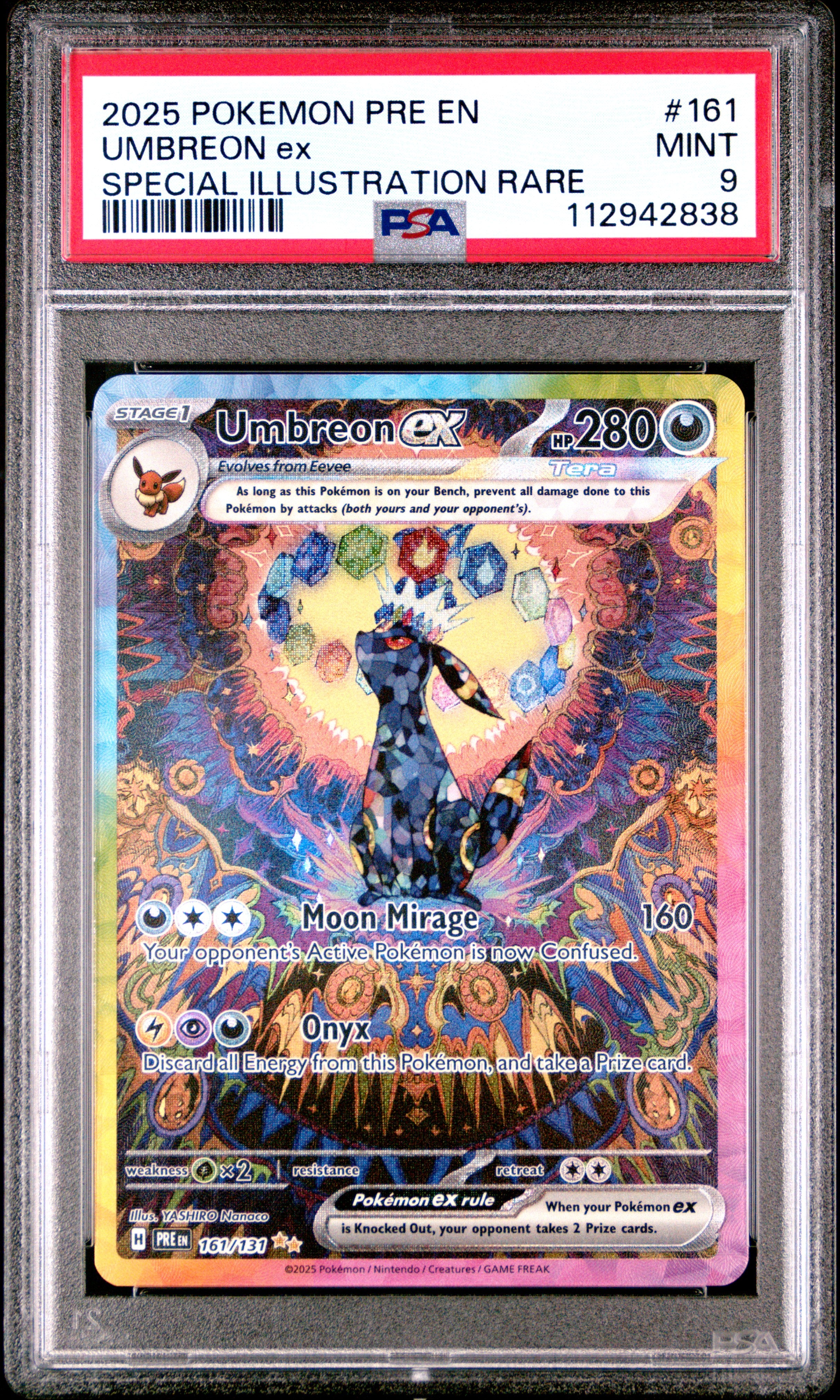 UMBREON ex | 2025 POKEMON PRE EN-PRISMATIC EVOLUTIONS 161 | SPECIAL ILLUSTRATION RARE | PSA MINT 9