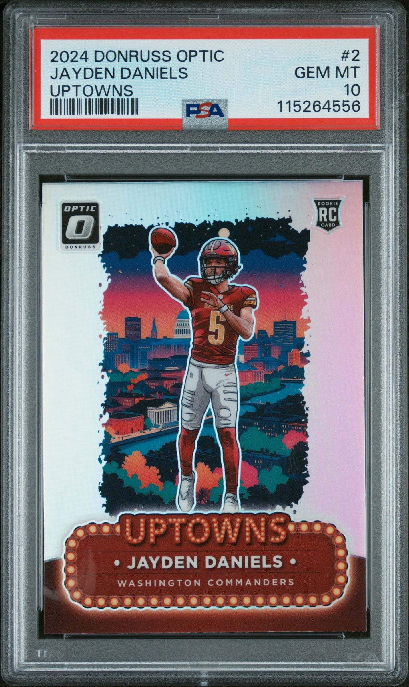 JAYDEN DANIELS | 2024 PANINI DONRUSS OPTIC UPTOWNS 2 | PSA GEM MT 10