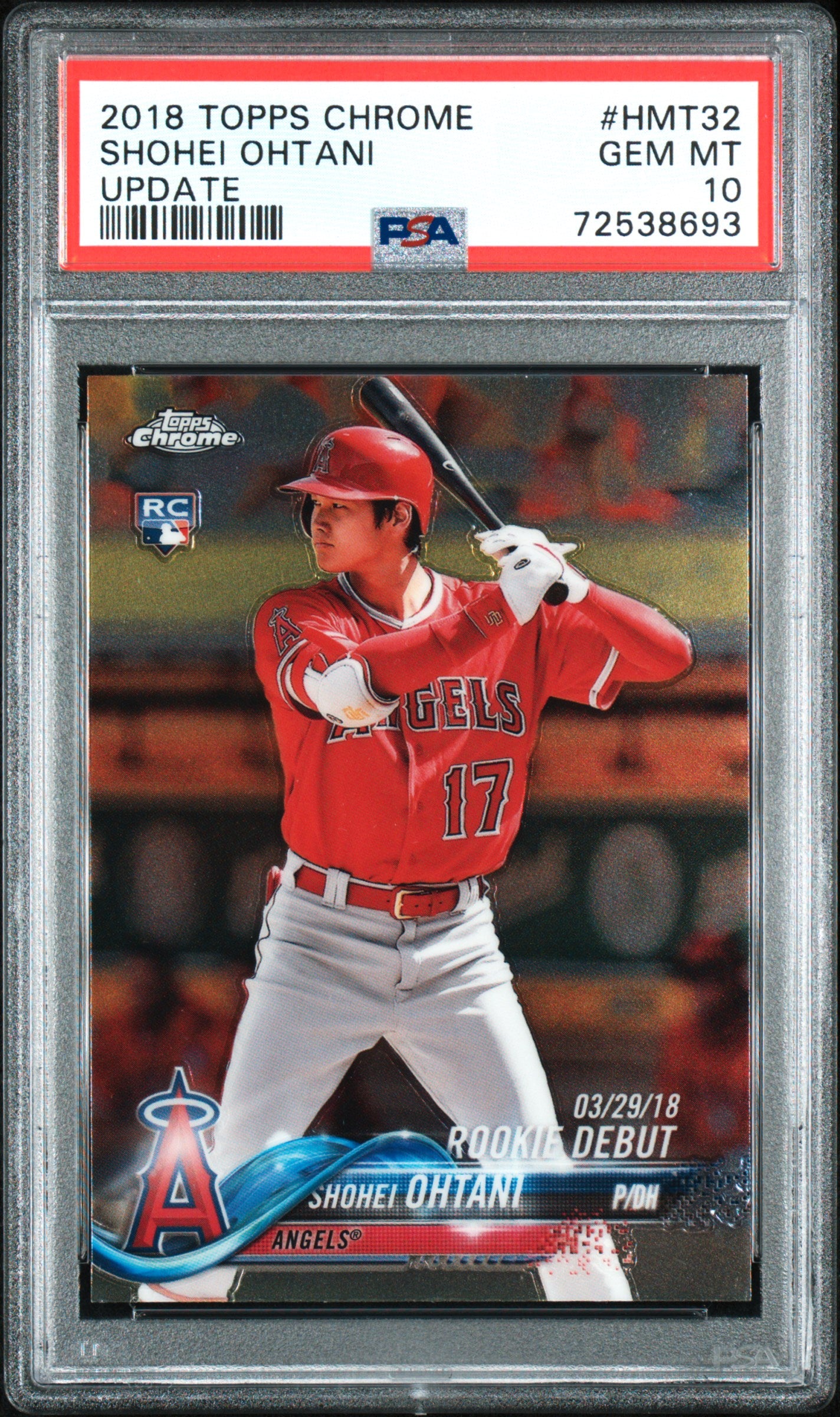 SHOHEI OHTANI | 2018 TOPPS CHROME UPDATE HMT32 | UPDATE | PSA GEM MT 10