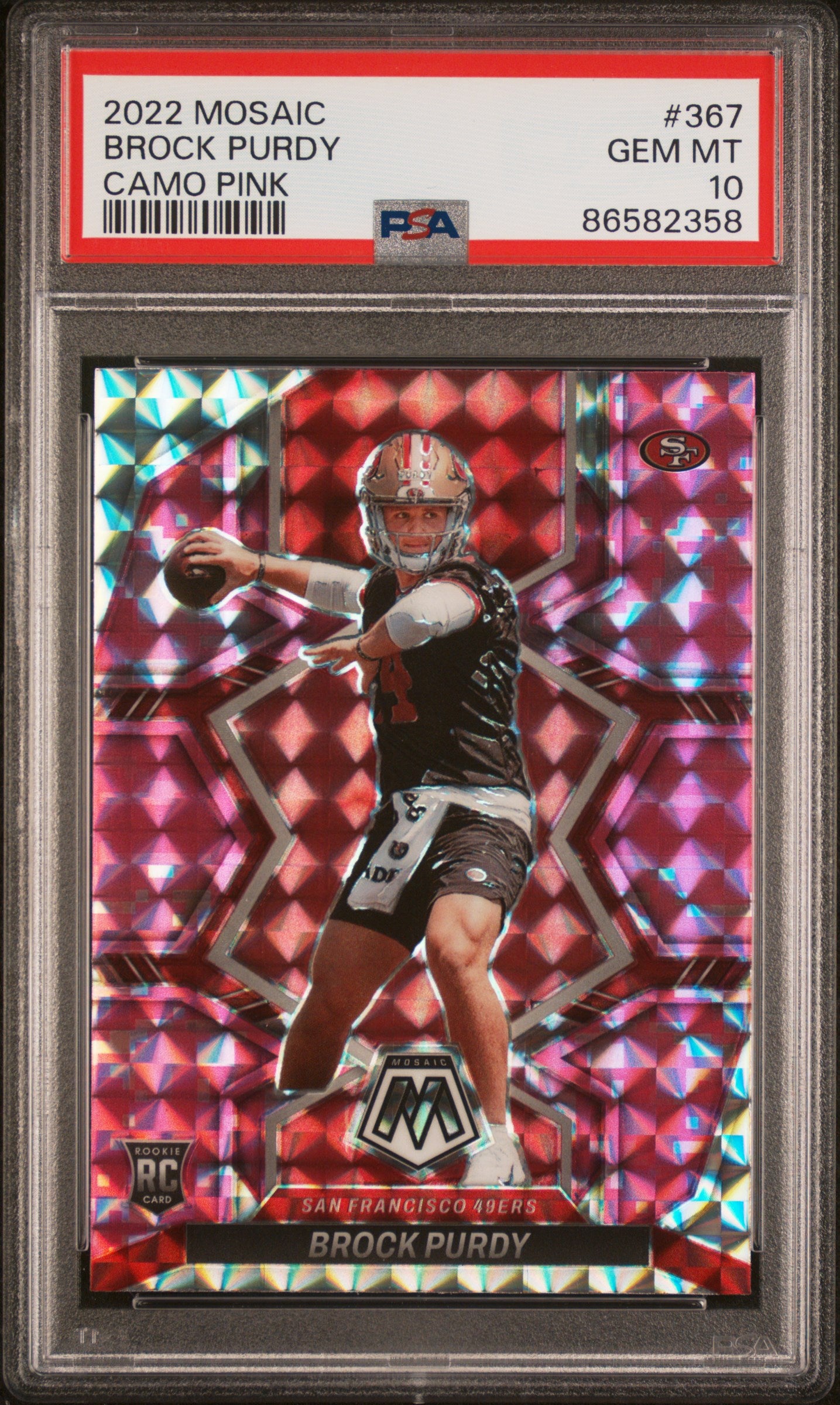 BROCK PURDY | 2022 PANINI MOSAIC 367 | CAMO PINK | PSA GEM MT 10