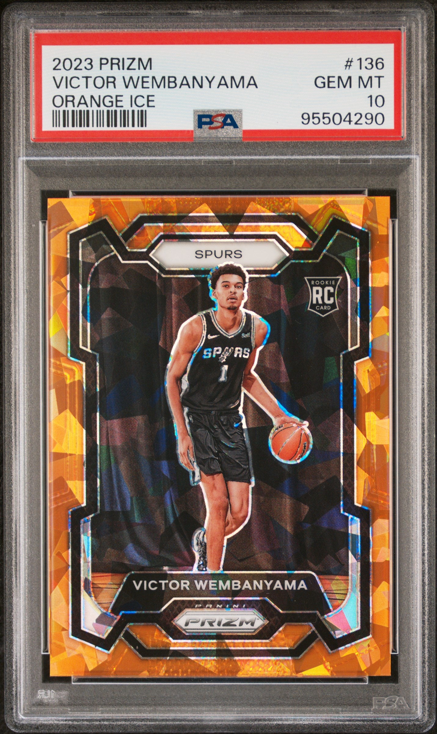 VICTOR WEMBANYAMA | 2023 PANINI PRIZM 136 | ORANGE ICE | PSA GEM MT 10