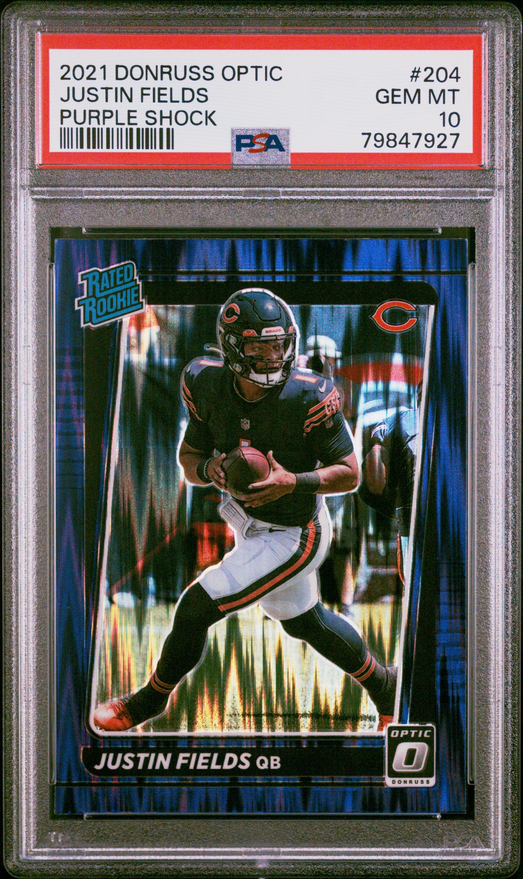JUSTIN FIELDS | 2021 PANINI DONRUSS OPTIC 204 | PURPLE SHOCK | PSA GEM MT 10