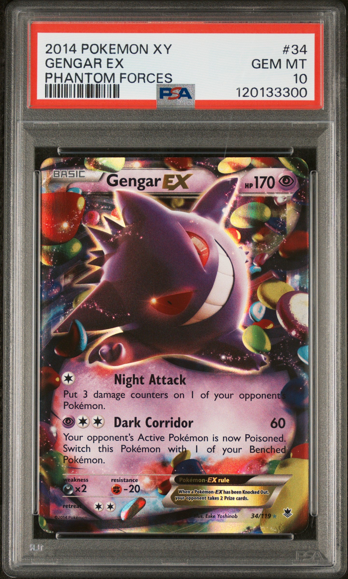 GENGAR EX | 2014 POKEMON XY PHANTOM FORCES 34 | PHANTOM FORCES | PSA GEM MT 10
