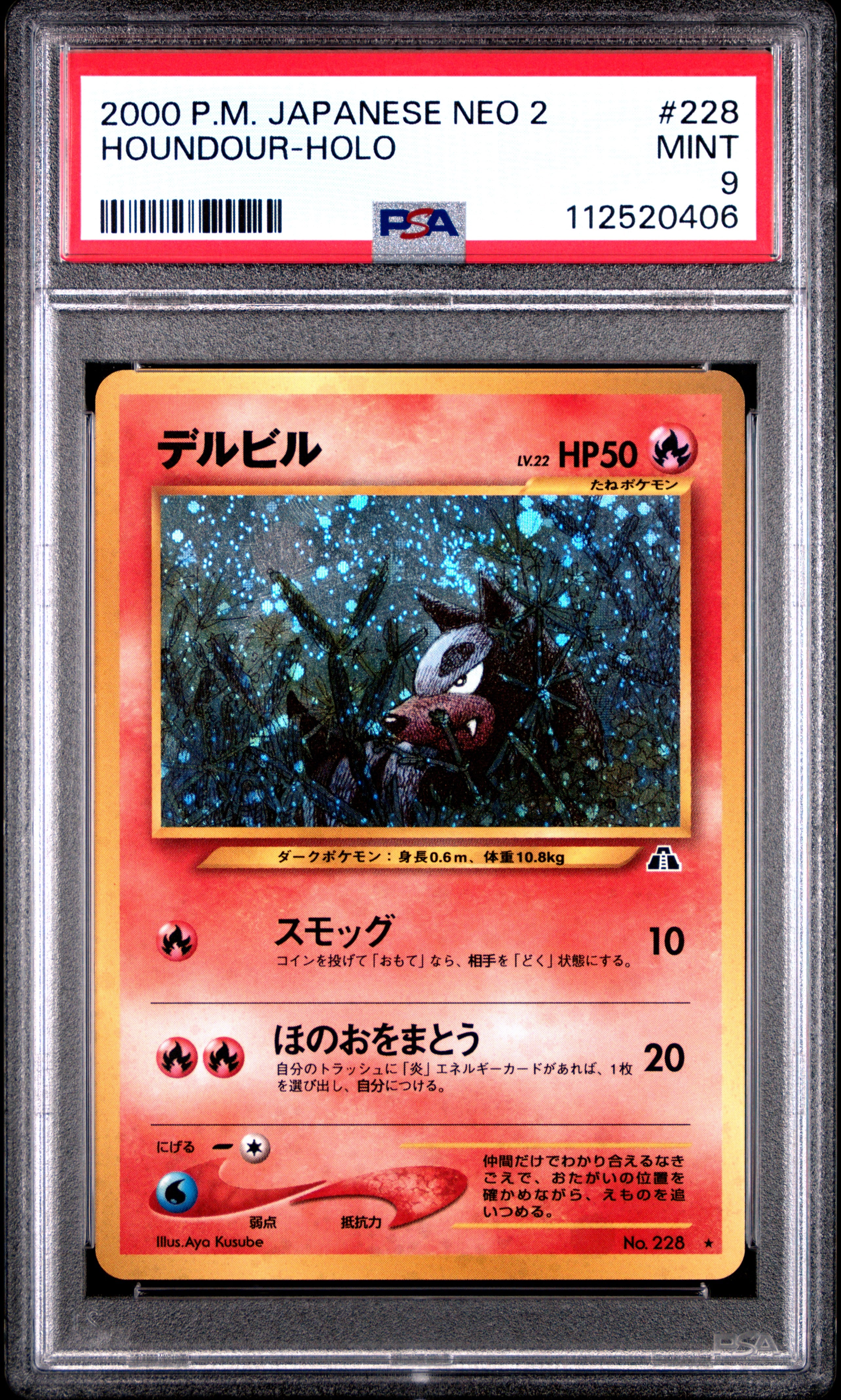 HOUNDOUR-HOLO | 2000 POKEMON JAPANESE NEO 2 228 | PSA MINT 9