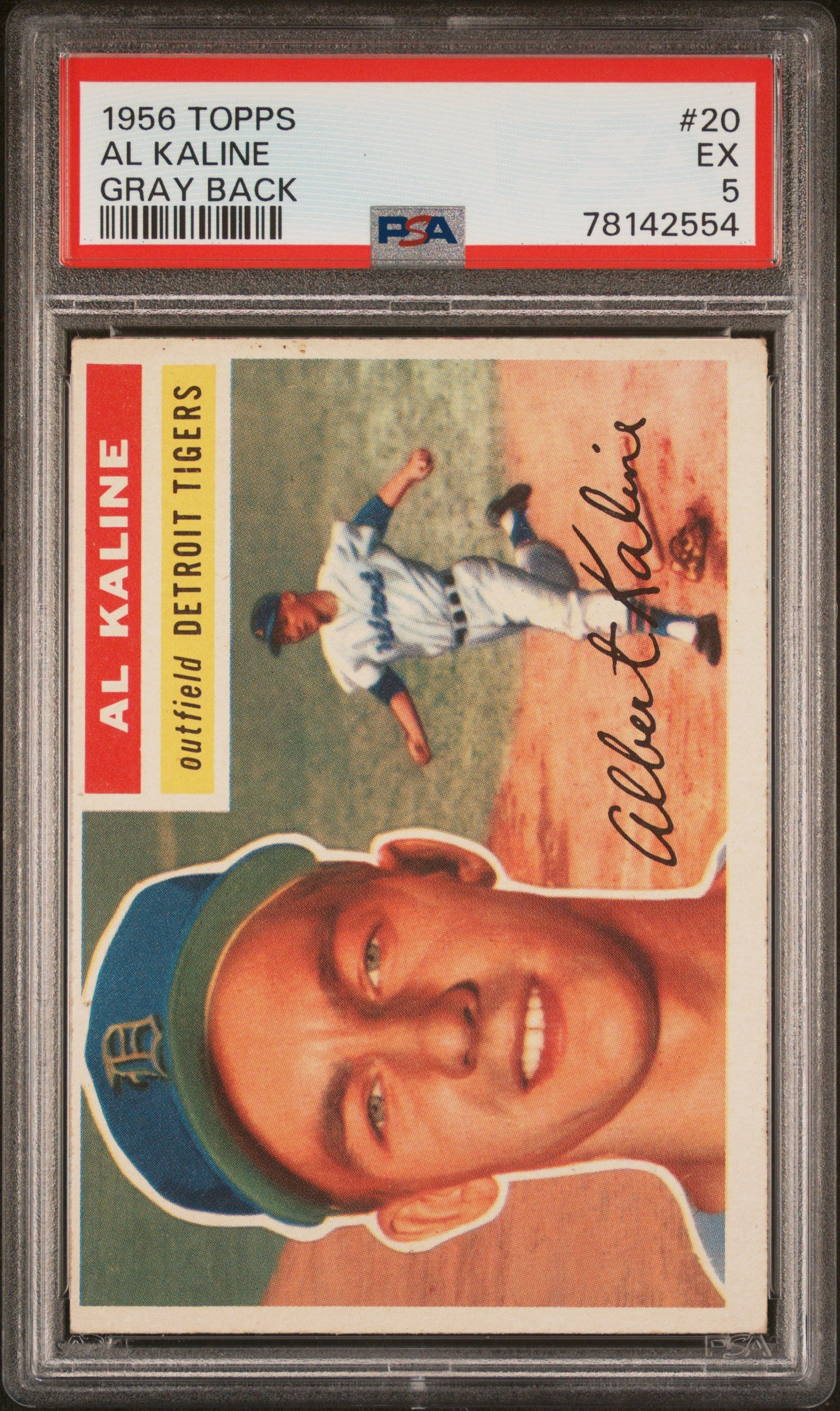 AL KALINE | 1956 TOPPS 20 | GRAY BACK | PSA EX 5