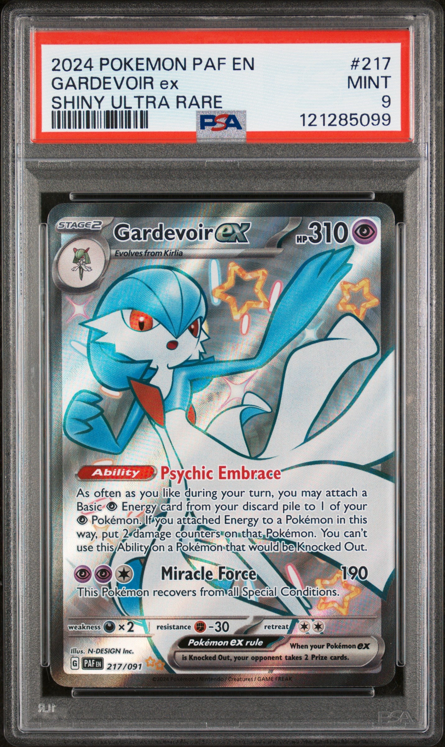 GARDEVOIR ex | 2024 POKEMON PAF EN-PALDEAN FATES 217 | SHINY ULTRA RARE | PSA MINT 9