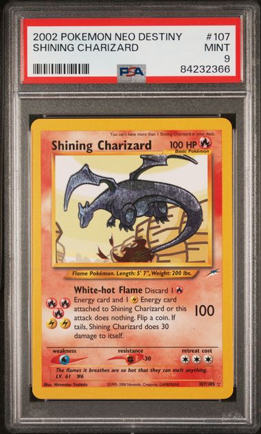 2002 POKEMON NEO DESTINY SHINING CHARIZARD #107 PSA MINT 9