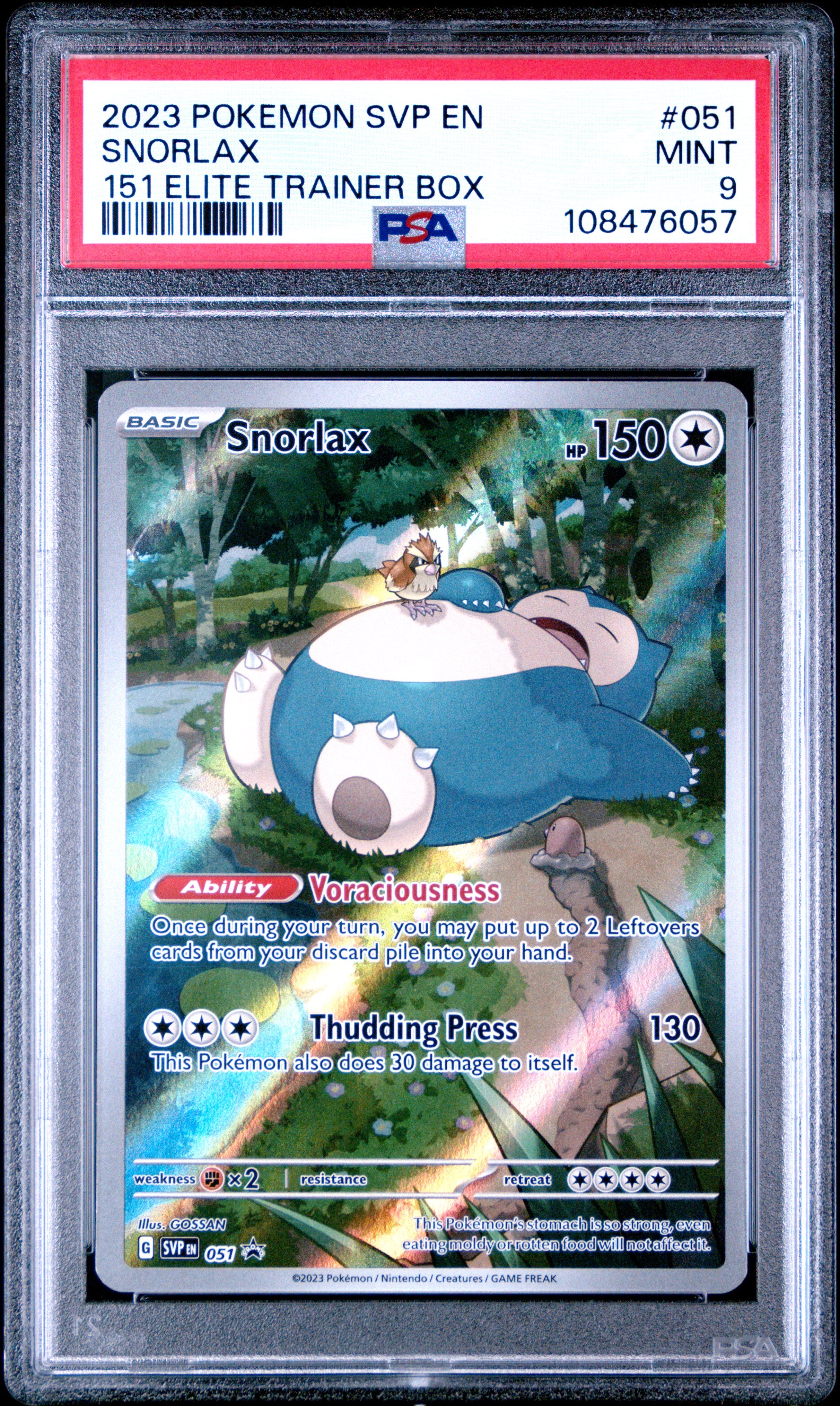 SNORLAX | 2023 POKEMON SVP EN-SV BLACK STAR PROMO 051 | 151 ELITE TRAINER BOX | PSA MINT 9