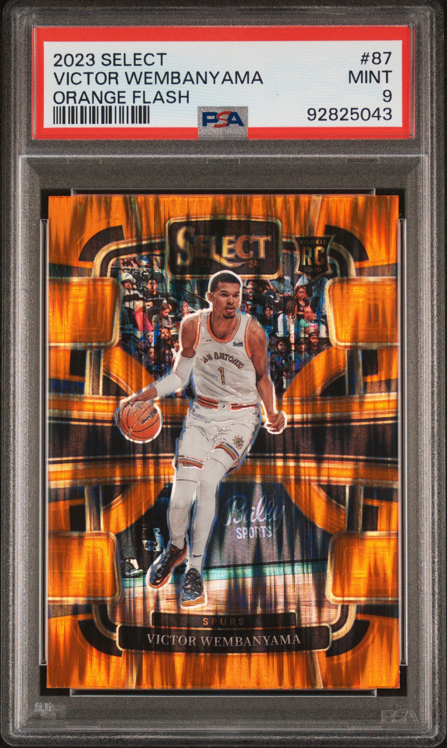 VICTOR WEMBANYAMA | 2023 PANINI SELECT 87 | ORANGE FLASH | PSA MINT 9