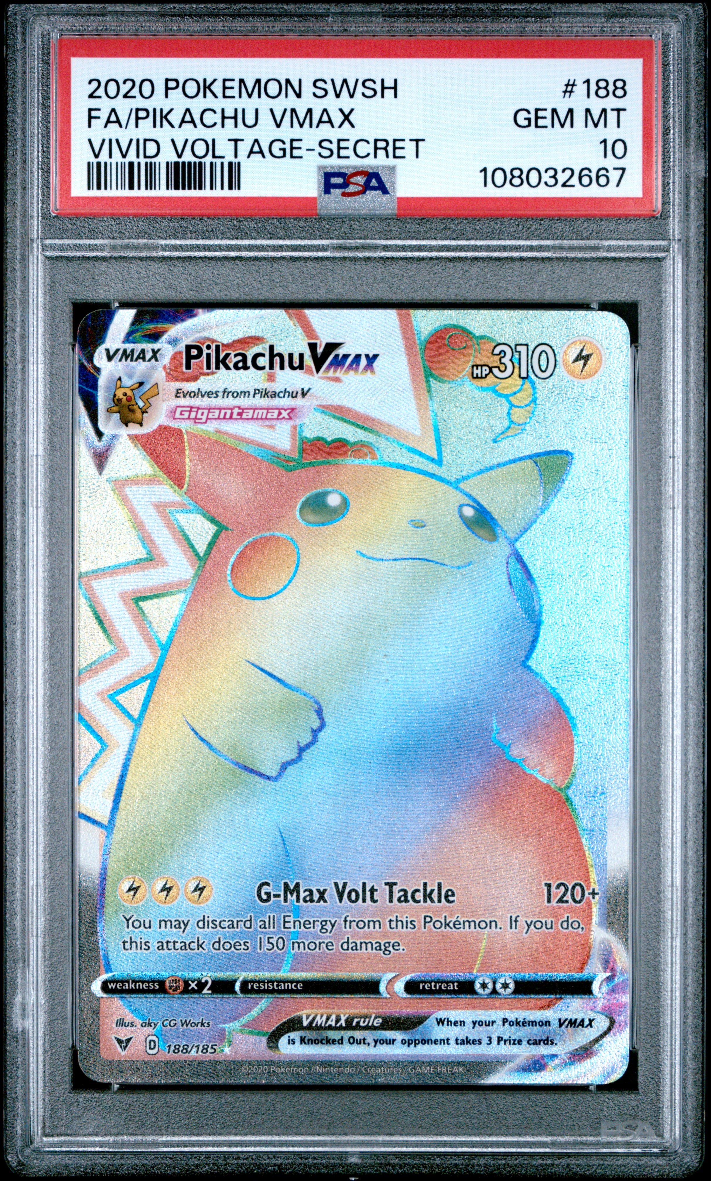 ピカチュウ VMAX 2020年版 Gem Mint 10 PSA 10 Pokemon Card Gem Mint Pikachu VMAX 279/184 Vmax