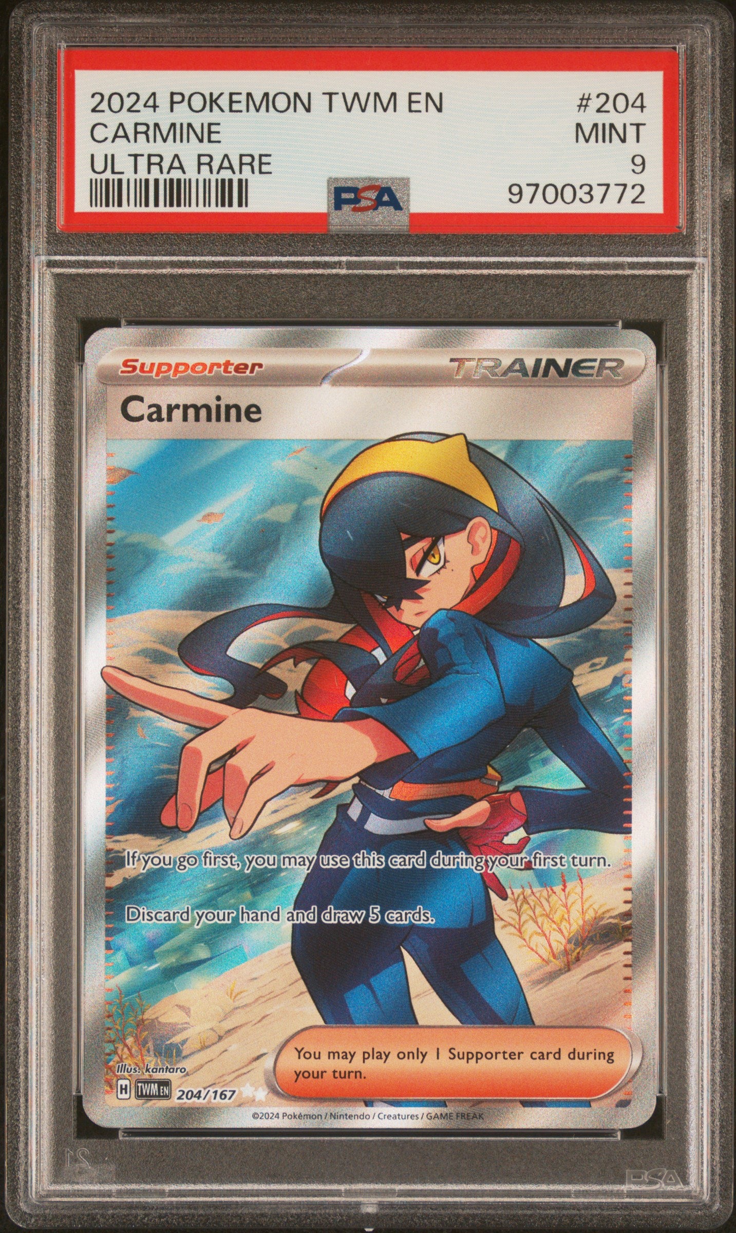 CARMINE | 2024 POKEMON TWM EN-TWILIGHT MASQUERADE 204 | ULTRA RARE | PSA MINT 9