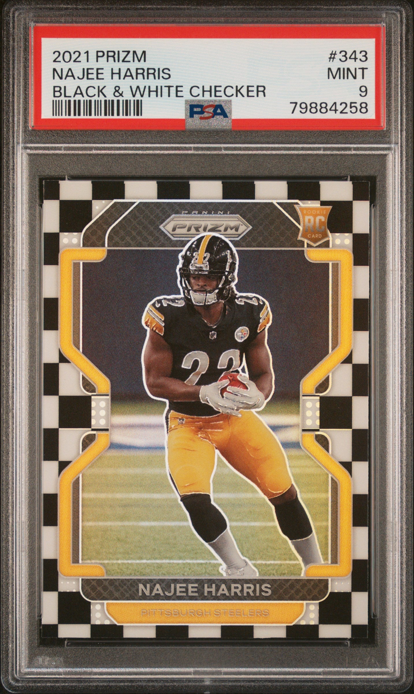 NAJEE HARRIS | 2021 PANINI PRIZM 343 | BLACK & WHITE CHECKER | PSA MINT 9