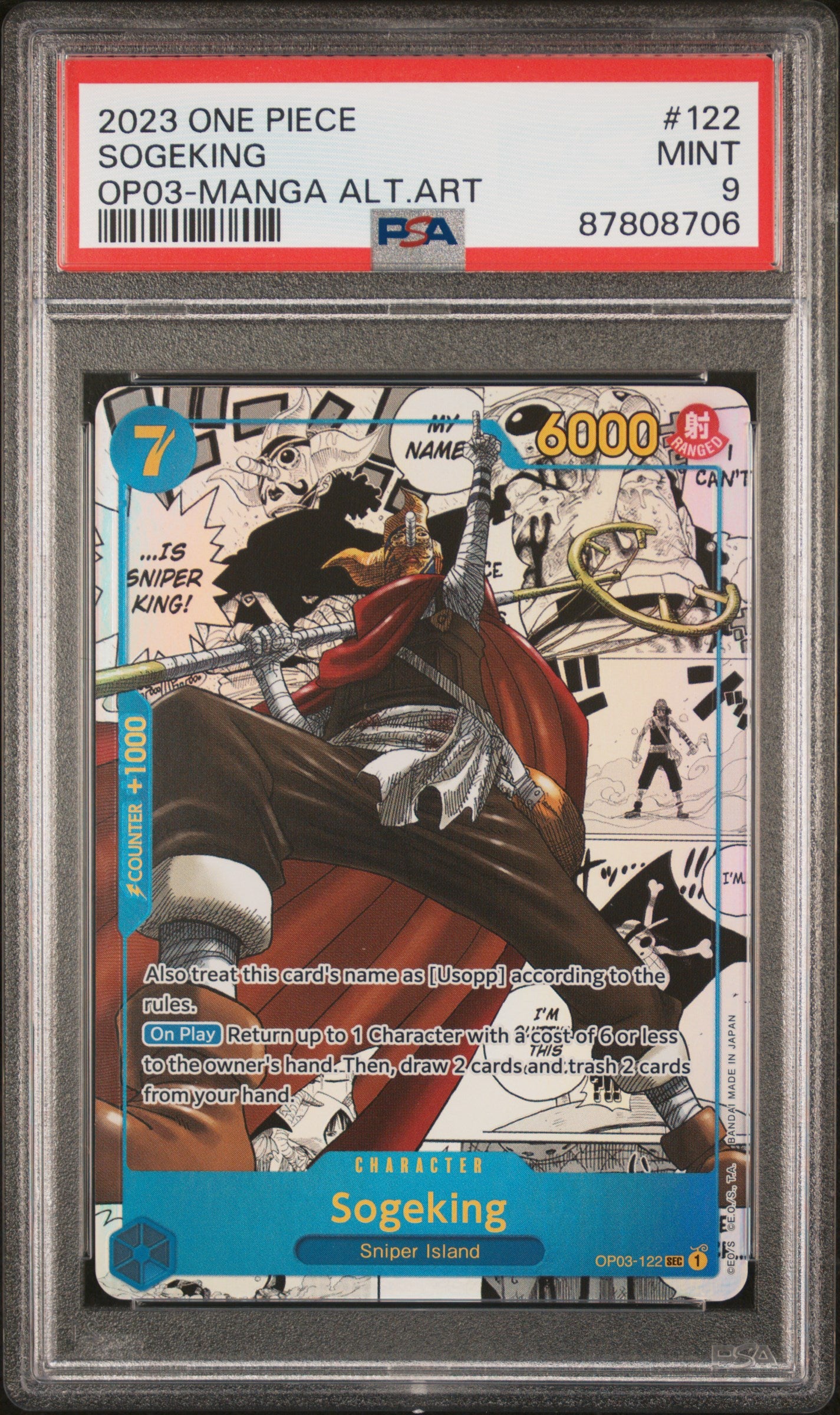 SOGEKING | 2023 ONE PIECE OP03-PILLARS OF STRENGTH 122 | MANGA ALTERNATE ART | PSA MINT 9