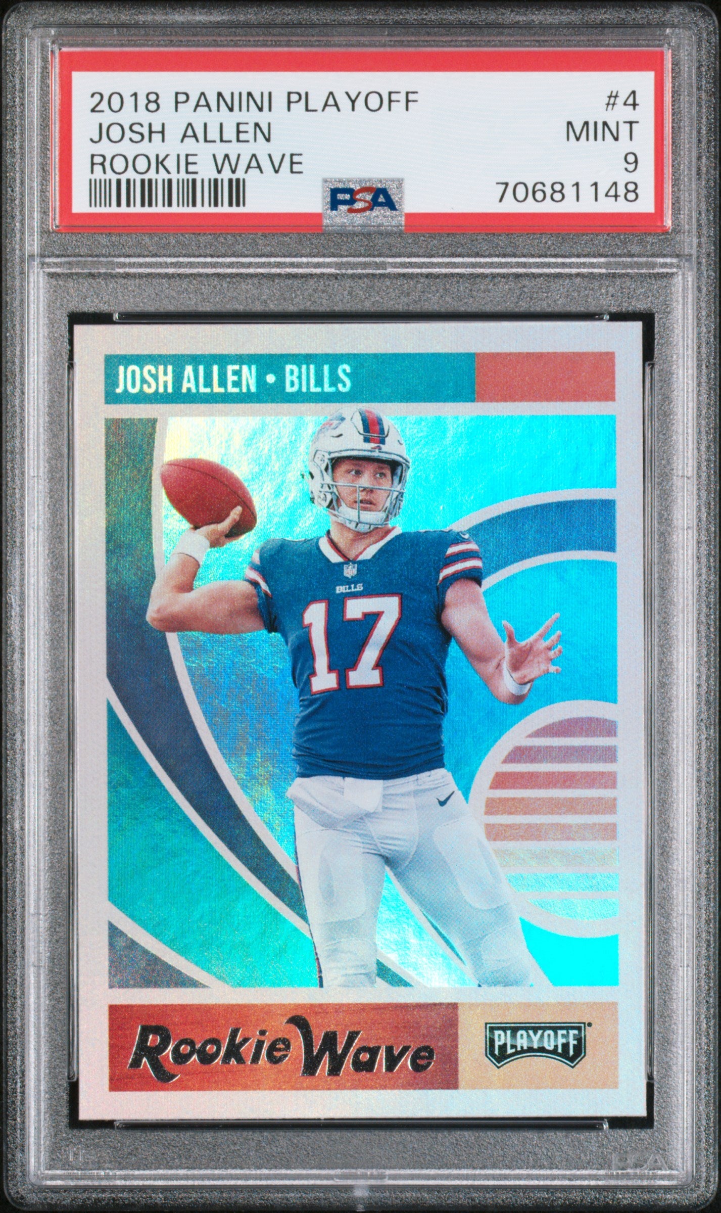 JOSH ALLEN | 2018 PANINI PLAYOFF ROOKIE WAVE 4 | ROOKIE WAVE | PSA MINT 9
