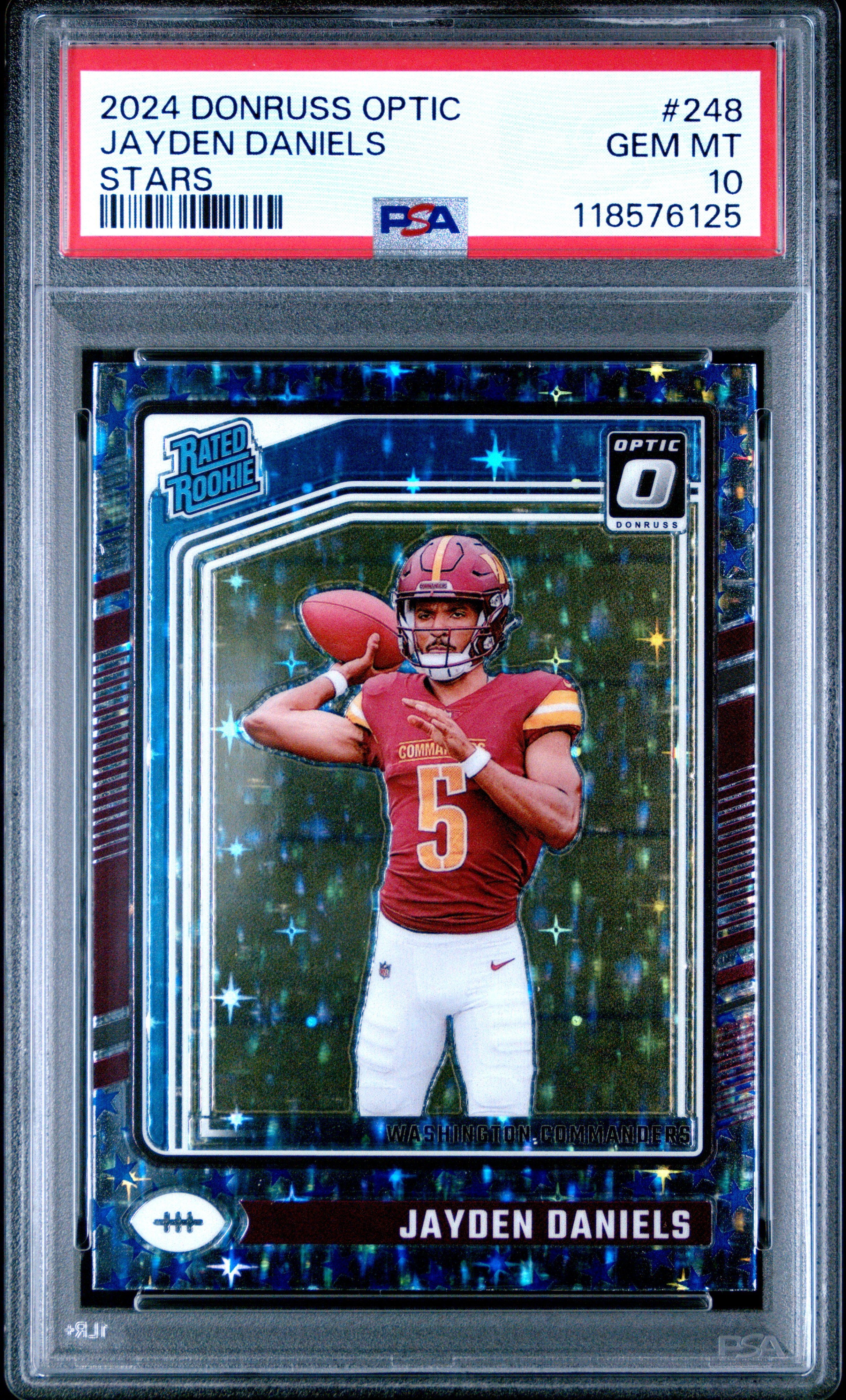 JAYDEN DANIELS | 2024 PANINI DONRUSS OPTIC 248 | STARS | PSA GEM MT 10