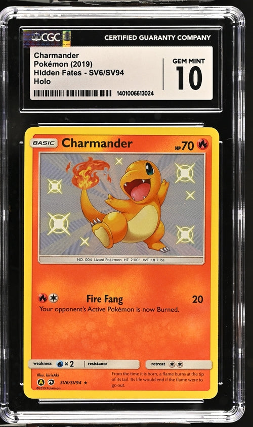 CHARMANDER HIDDEN FATES #SV6/SV94 SHINY VAULT HOLO 2019 ENGLISH CGC GEM MINT 10