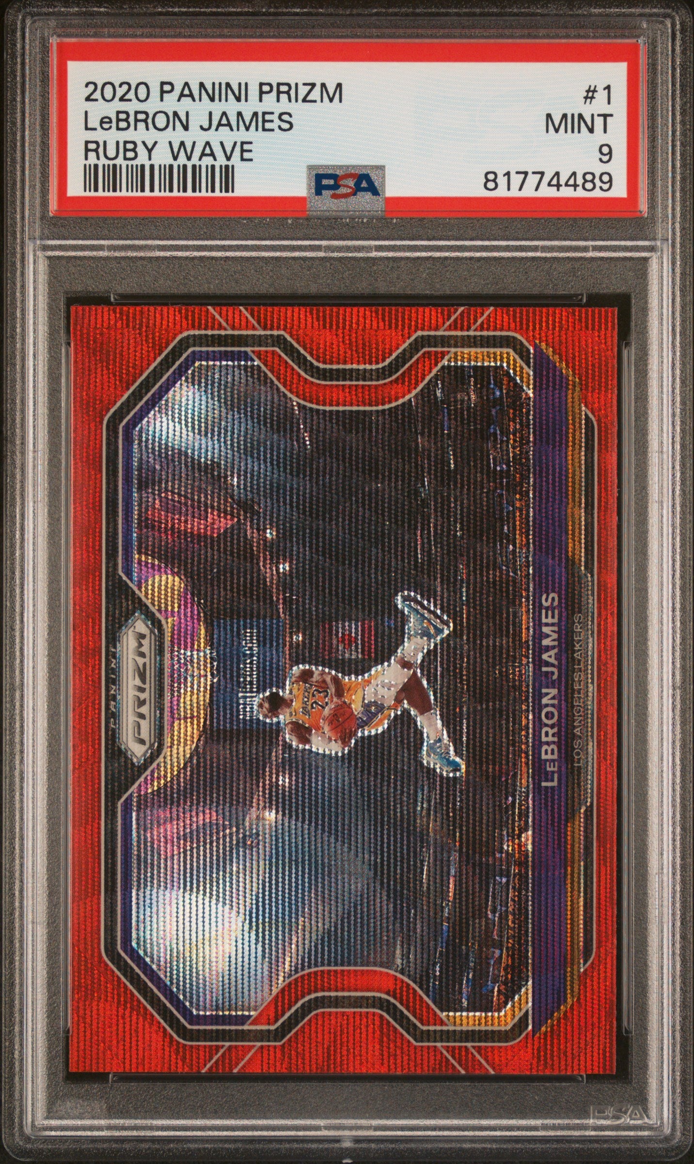 LeBRON JAMES | 2020 PANINI PRIZM 1 | RUBY WAVE | PSA MINT 9