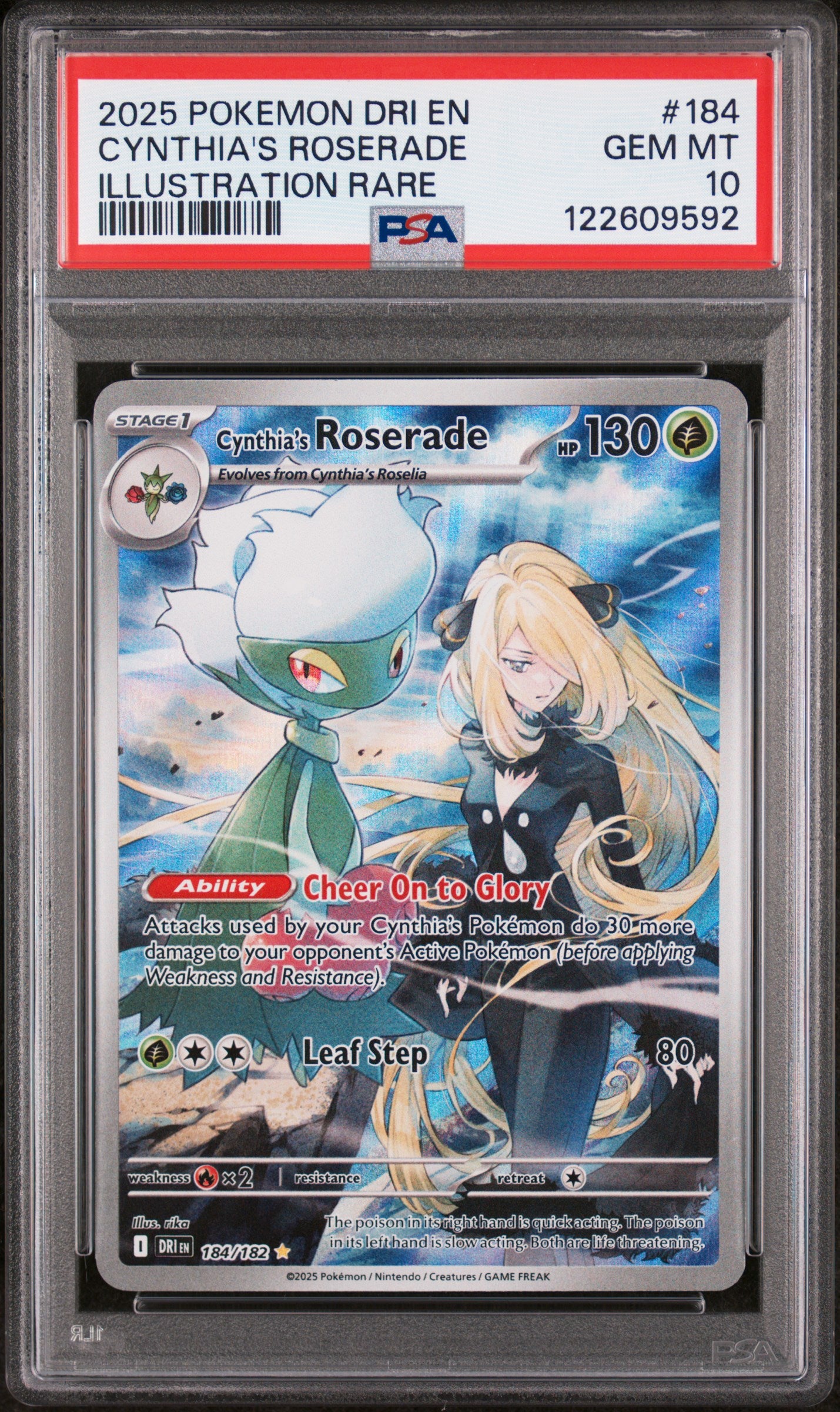 CYNTHIA'S ROSERADE | 2025 POKEMON DRI EN-DESTINED RIVALS 184 | ILLUSTRATION RARE | PSA GEM MT 10