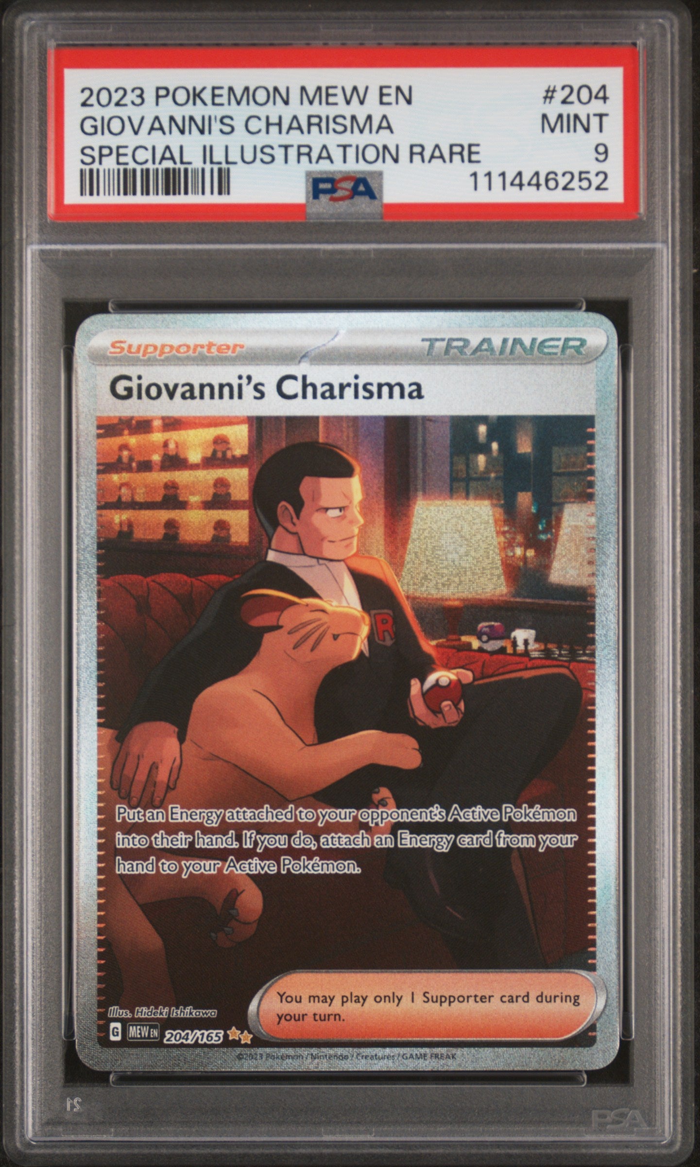 GIOVANNI'S CHARISMA | 2023 POKEMON MEW EN-151 204 | SPECIAL ILLUSTRATION RARE | PSA MINT 9