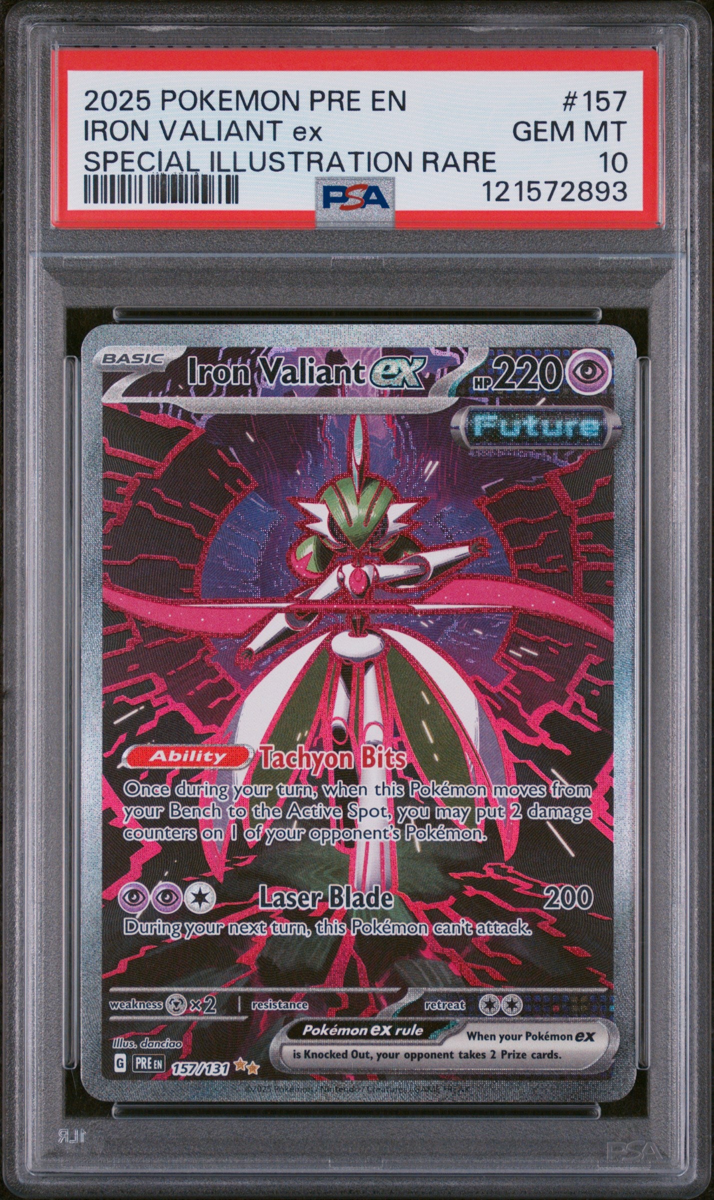 IRON VALIANT ex | 2025 POKEMON PRE EN-PRISMATIC EVOLUTIONS 157 | SPECIAL ILLUSTRATION RARE | PSA GEM MT 10