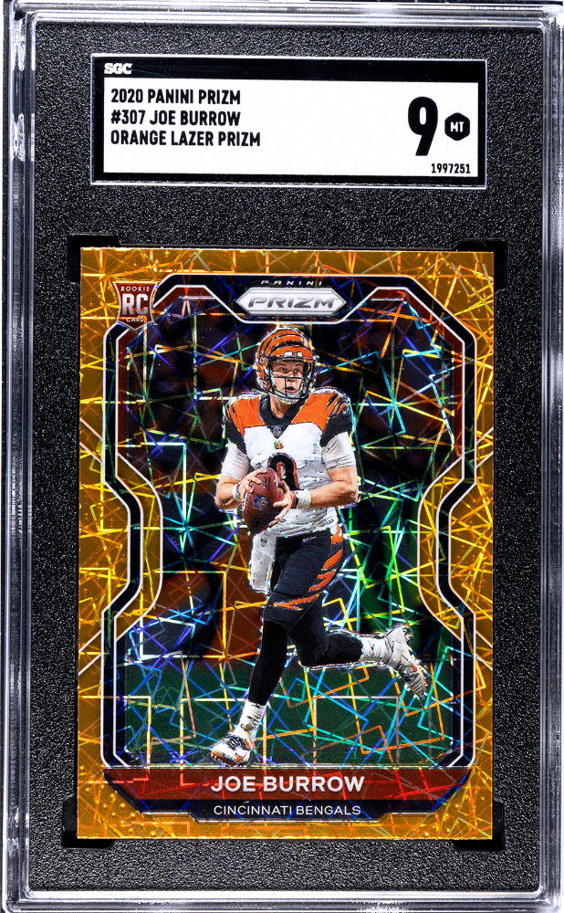 JOE BURROW #307 2020 PANINI PRIZM ORANGE LAZER PRIZM SGC 9 MT