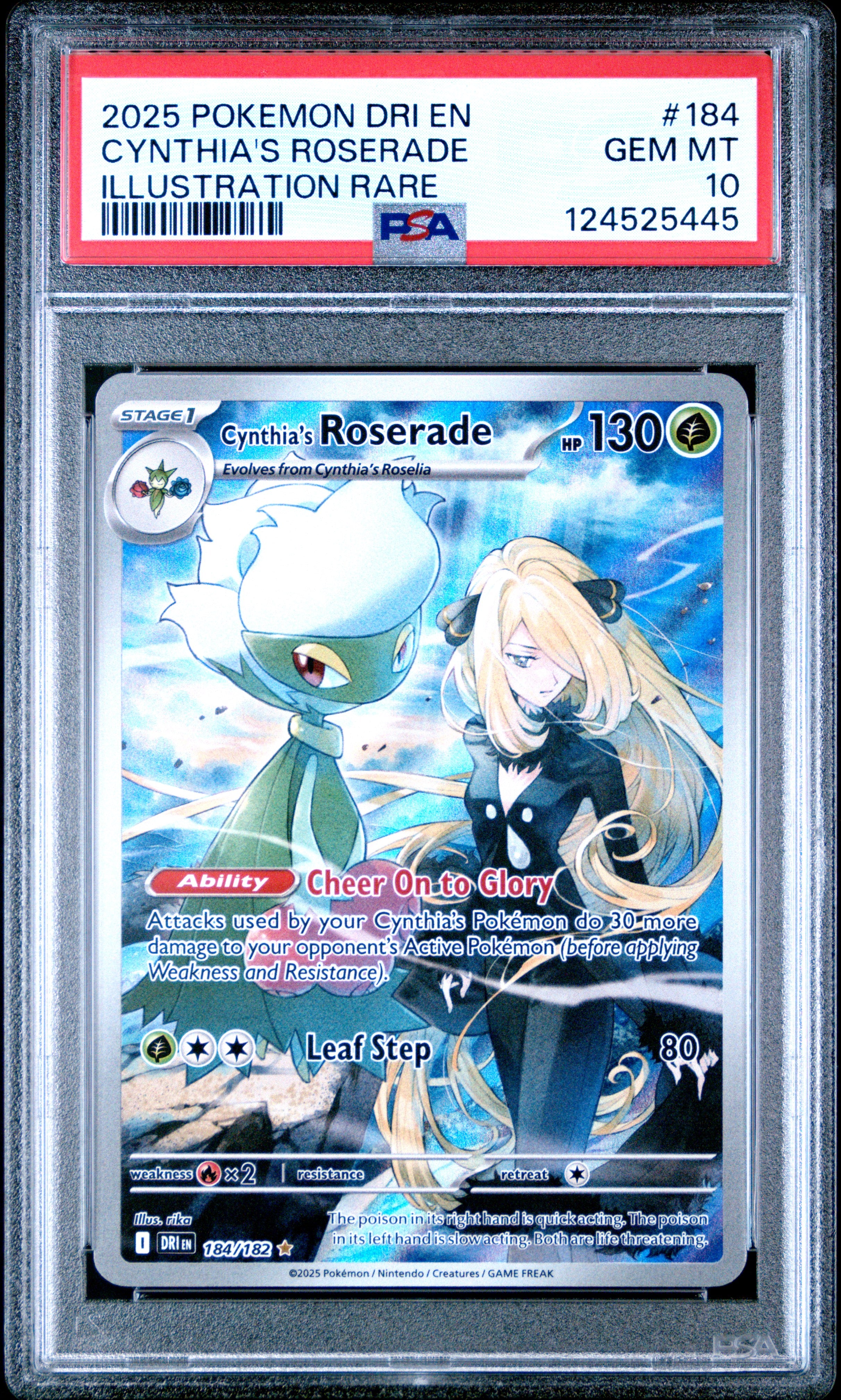 CYNTHIA'S ROSERADE | 2025 POKEMON DRI EN-DESTINED RIVALS 184 | ILLUSTRATION RARE | PSA GEM MT 10