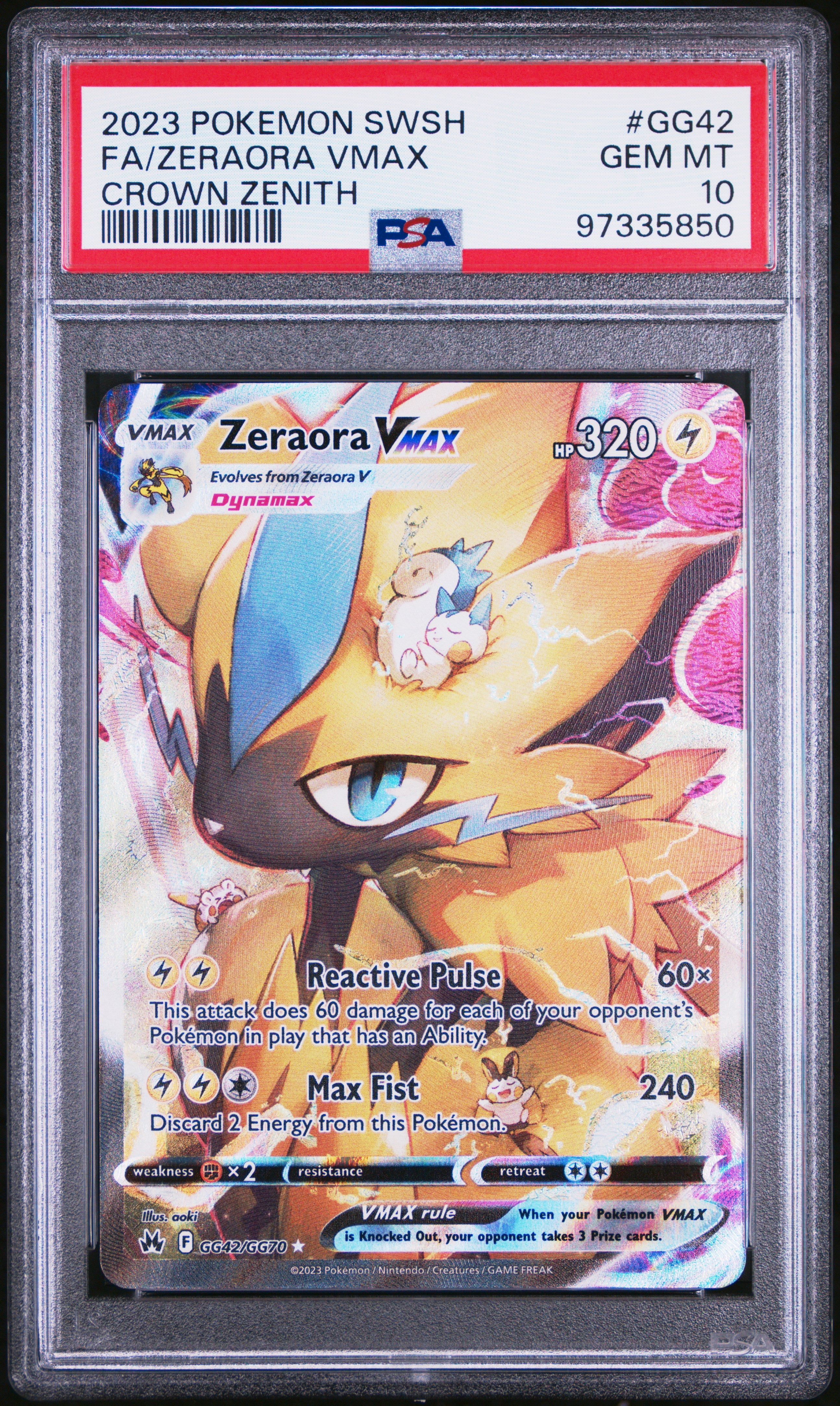 FA/ZERAORA VMAX | 2023 POKEMON SWORD AND SHIELD CROWN ZENITH GG42 | CROWN ZENITH | PSA GEM MT 10