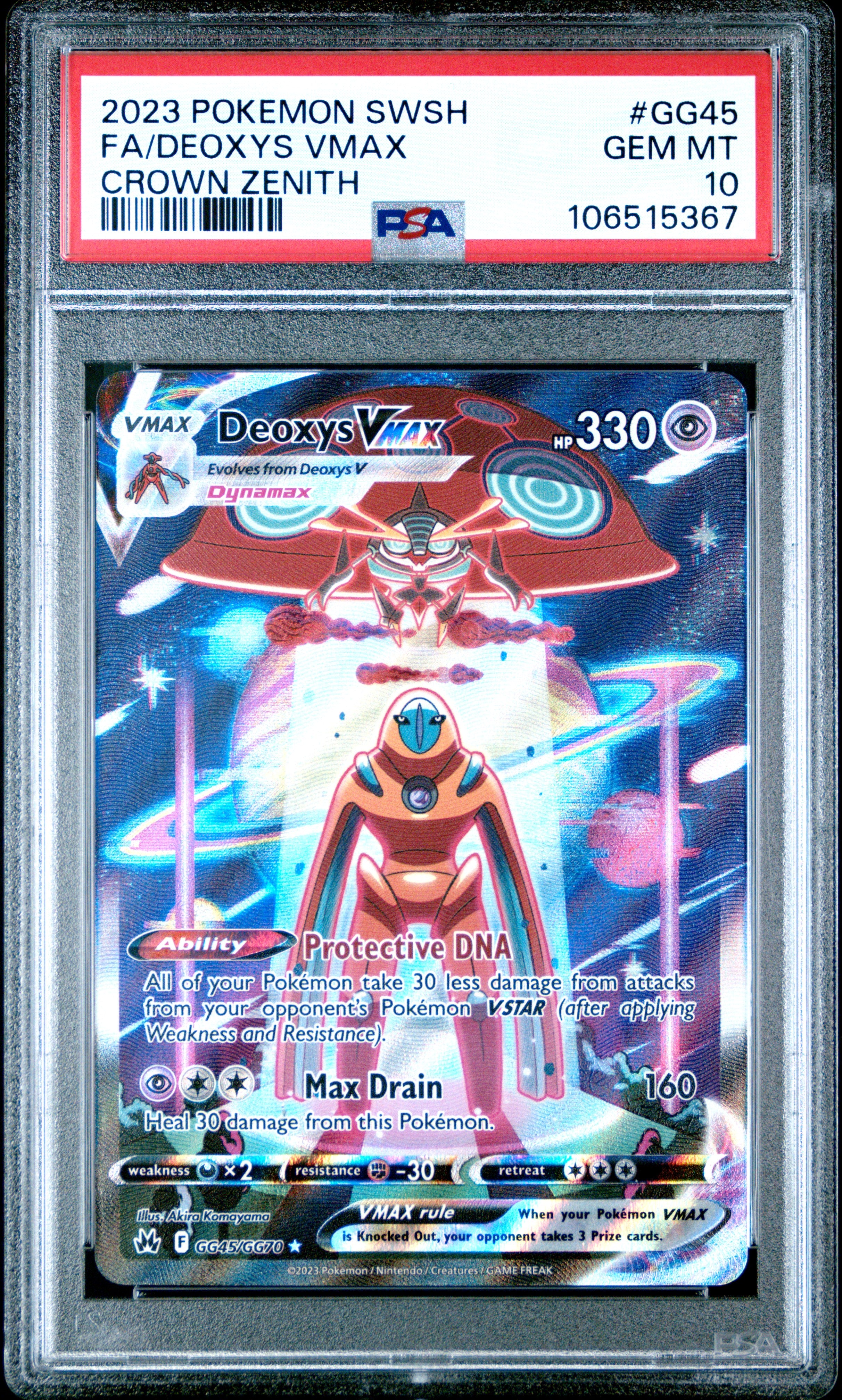 FA/DEOXYS VMAX | 2023 POKEMON SWORD AND SHIELD CROWN ZENITH GG45 | CROWN ZENITH | PSA GEM MT 10