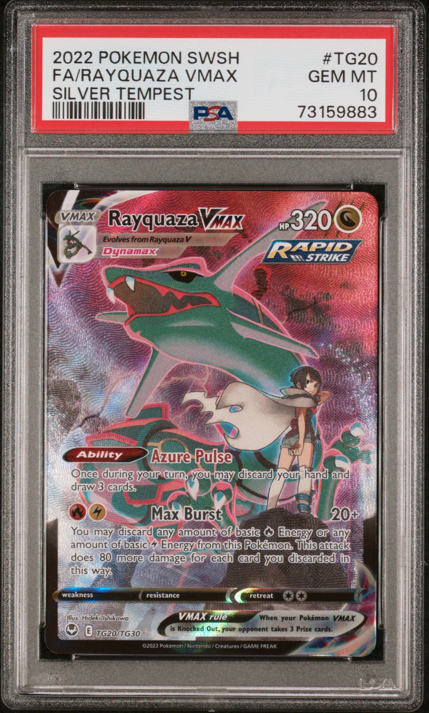 FA/RAYQUAZA VMAX | 2022 POKEMON SWORD & SHIELD SILVER TEMPEST TG20 | SILVER TEMPEST | PSA GEM MT 10