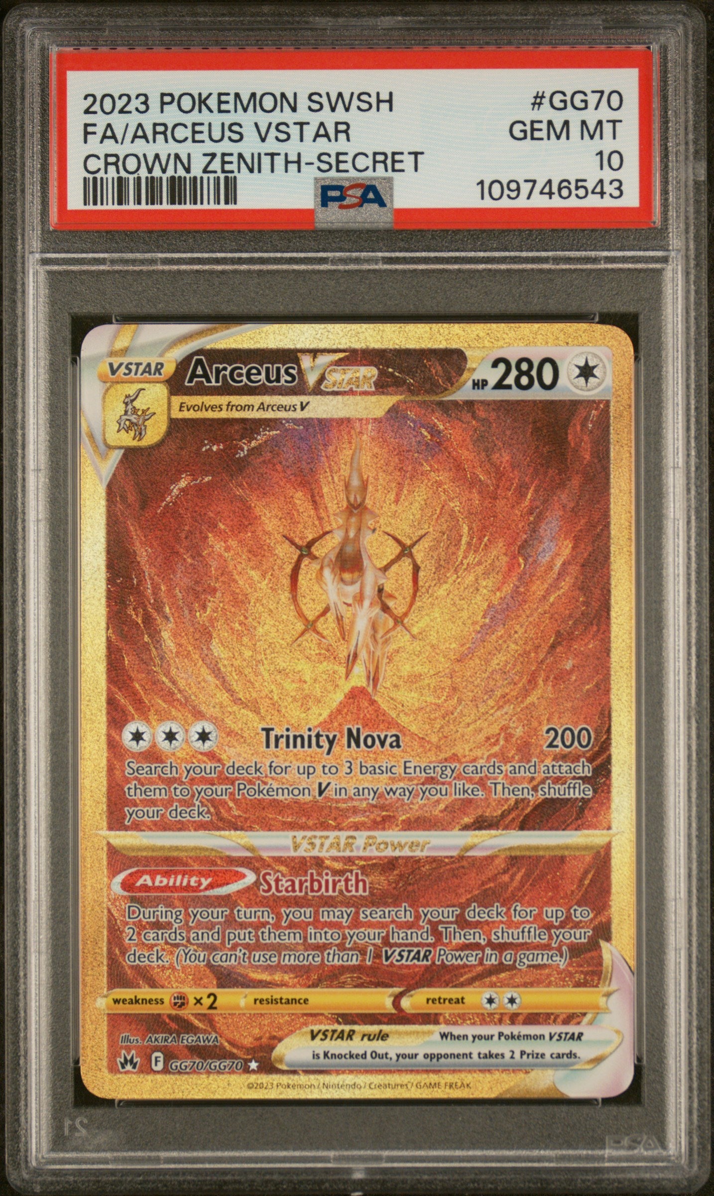 FA/ARCEUS VSTAR | 2023 POKEMON SWORD AND SHIELD CROWN ZENITH GG70 | CROWN ZENITH-SECRET | PSA GEM MT 10