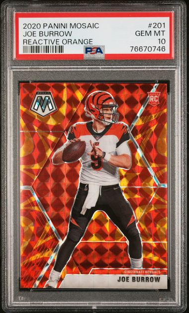 2020 PANINI MOSAIC JOE BURROW REACTIVE ORANGE #201 PSA GEM MT 10