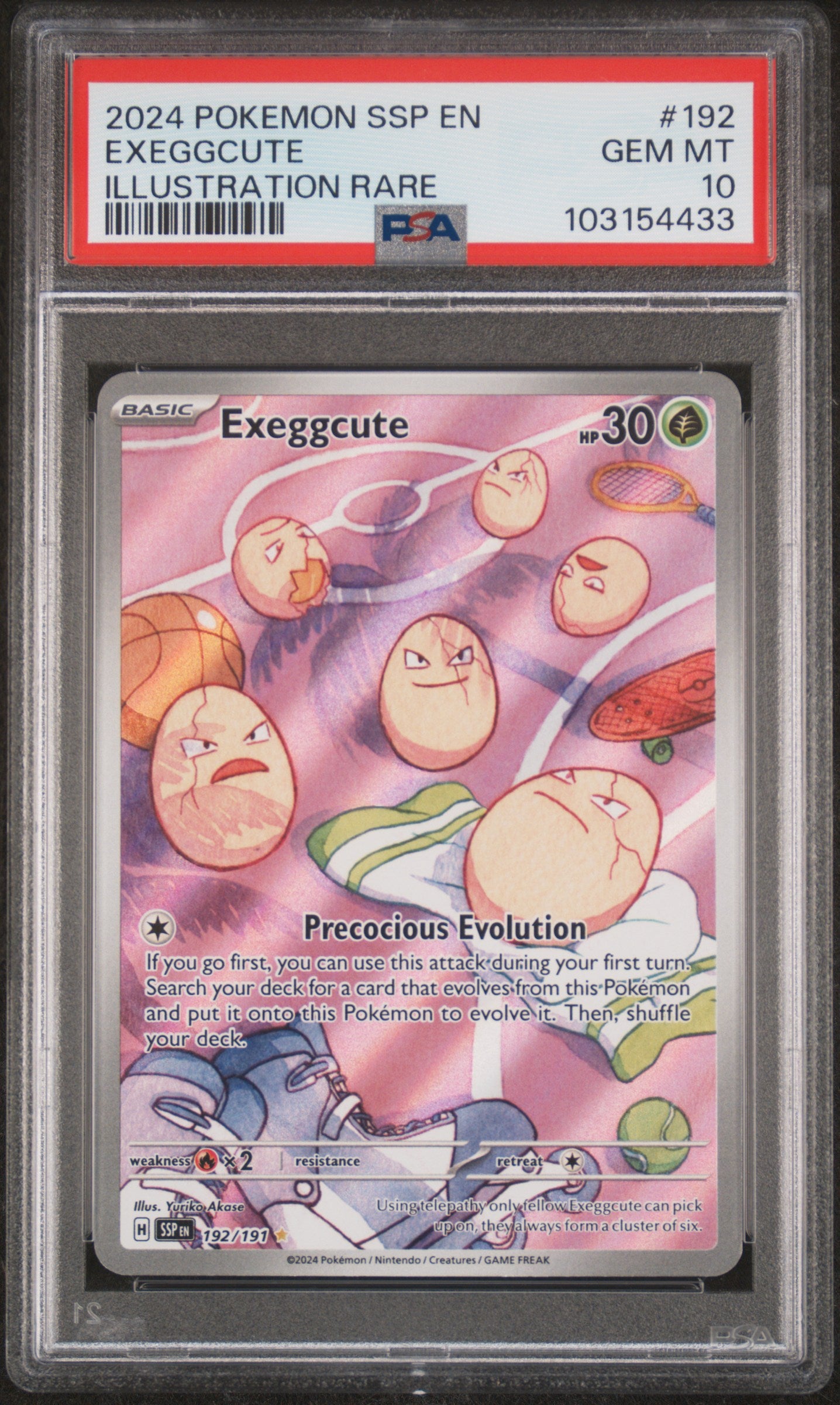 EXEGGCUTE | 2024 POKEMON SSP EN-SURGING SPARKS 192 | ILLUSTRATION RARE | PSA GEM MT 10