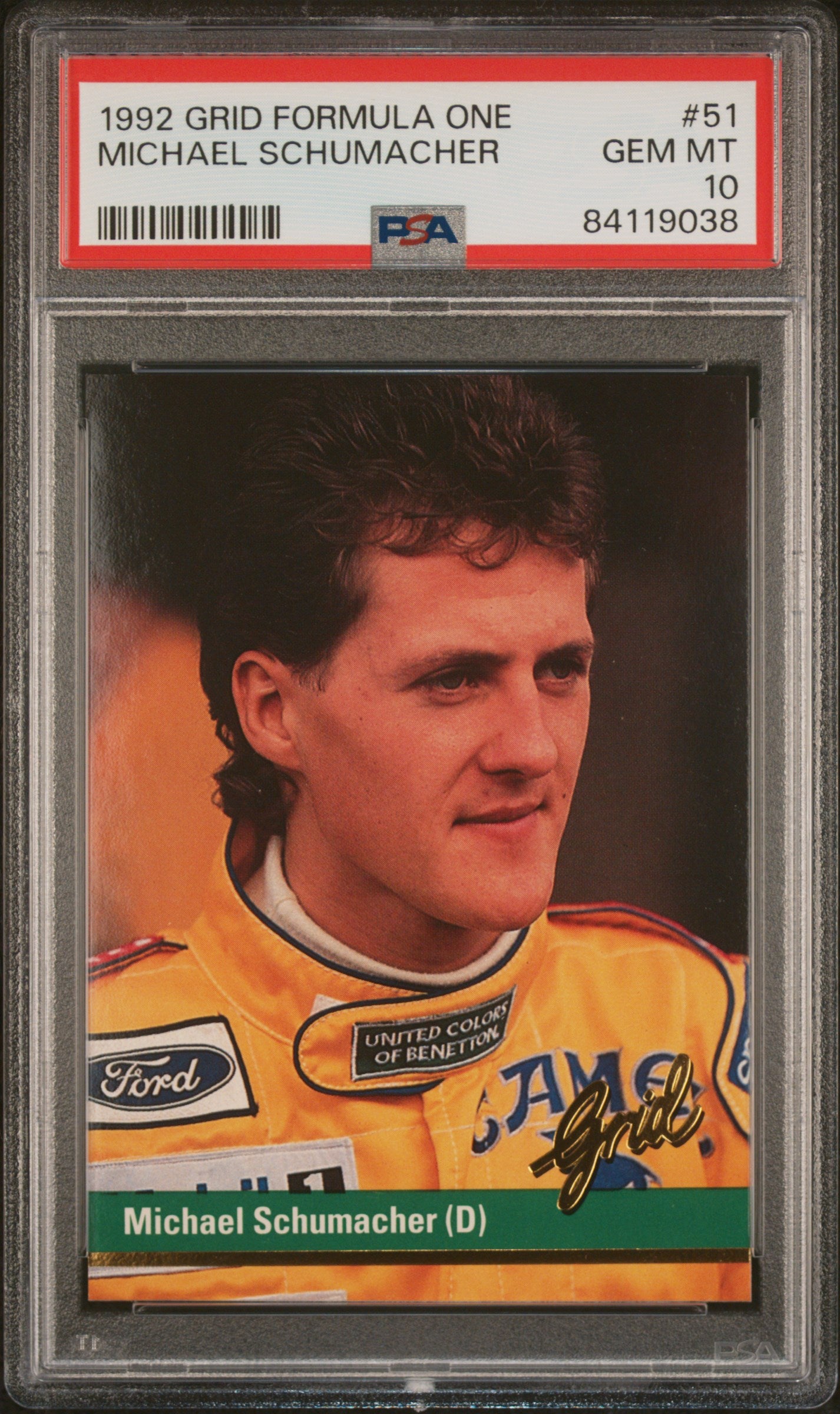 MICHAEL SCHUMACHER | 1992 GRID FORMULA ONE 51 | PSA GEM MT 10