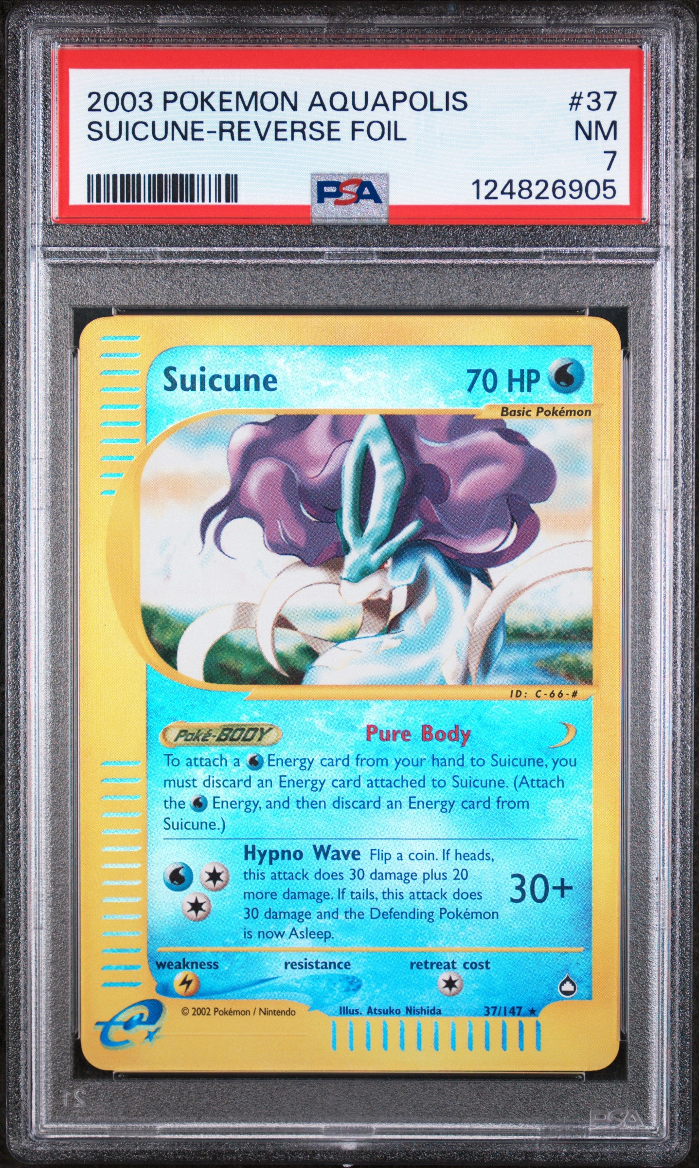 SUICUNE-REVERSE FOIL | 2003 POKEMON AQUAPOLIS 37 | PSA NM 7