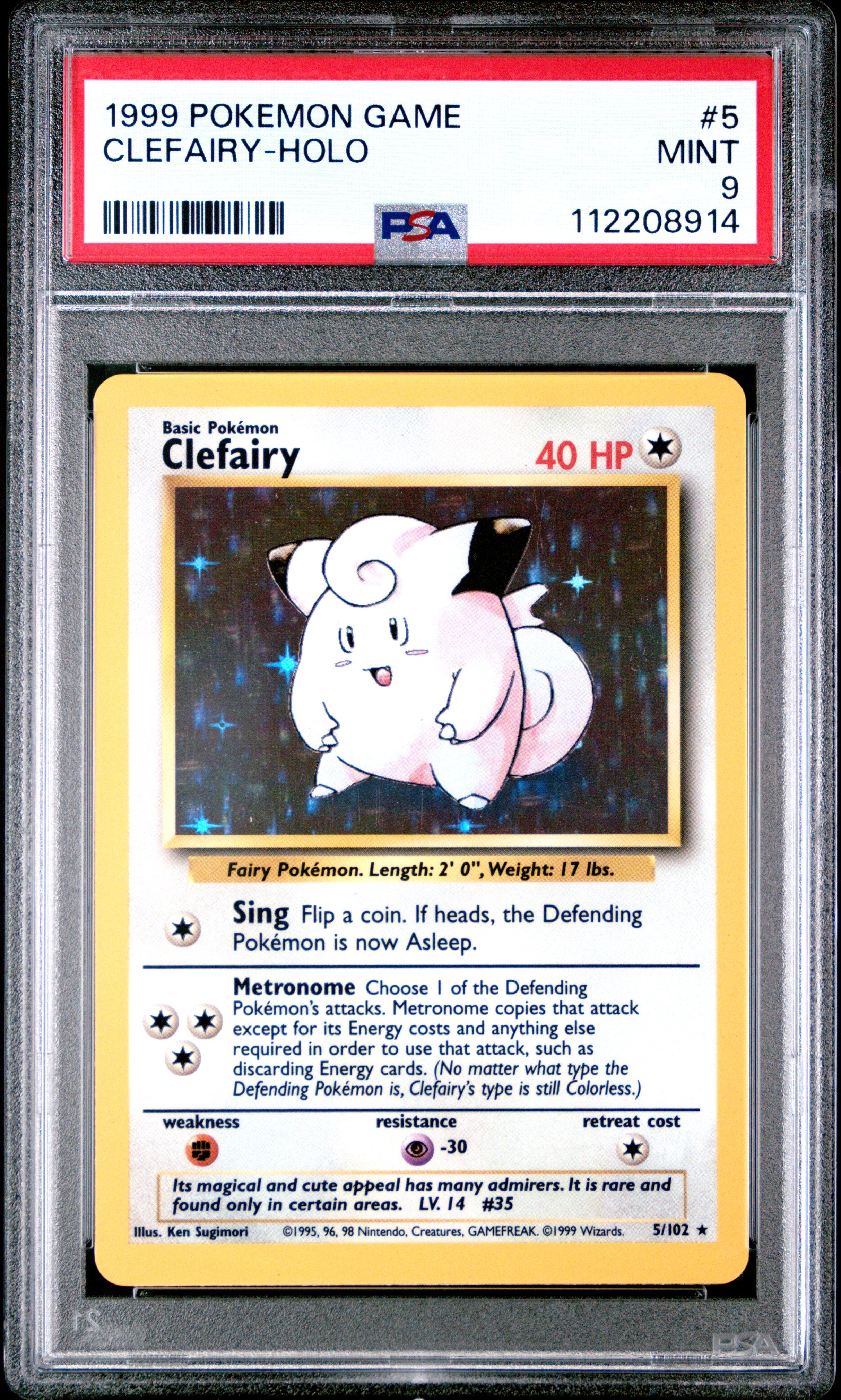 CLEFAIRY-HOLO | 1999 POKEMON GAME 5 | PSA MINT 9