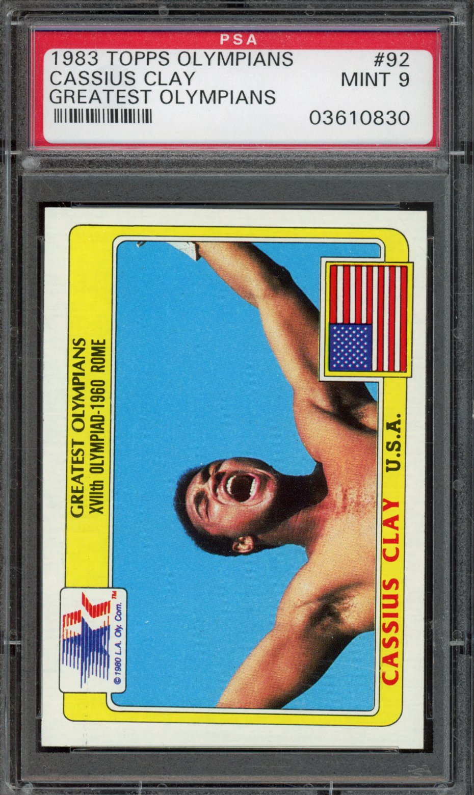 1983 TOPPS HISTORY'S GREATEST OLYMPIANS #92 CASSIUS CLAY GREATEST OLYMPIANS PSA 9